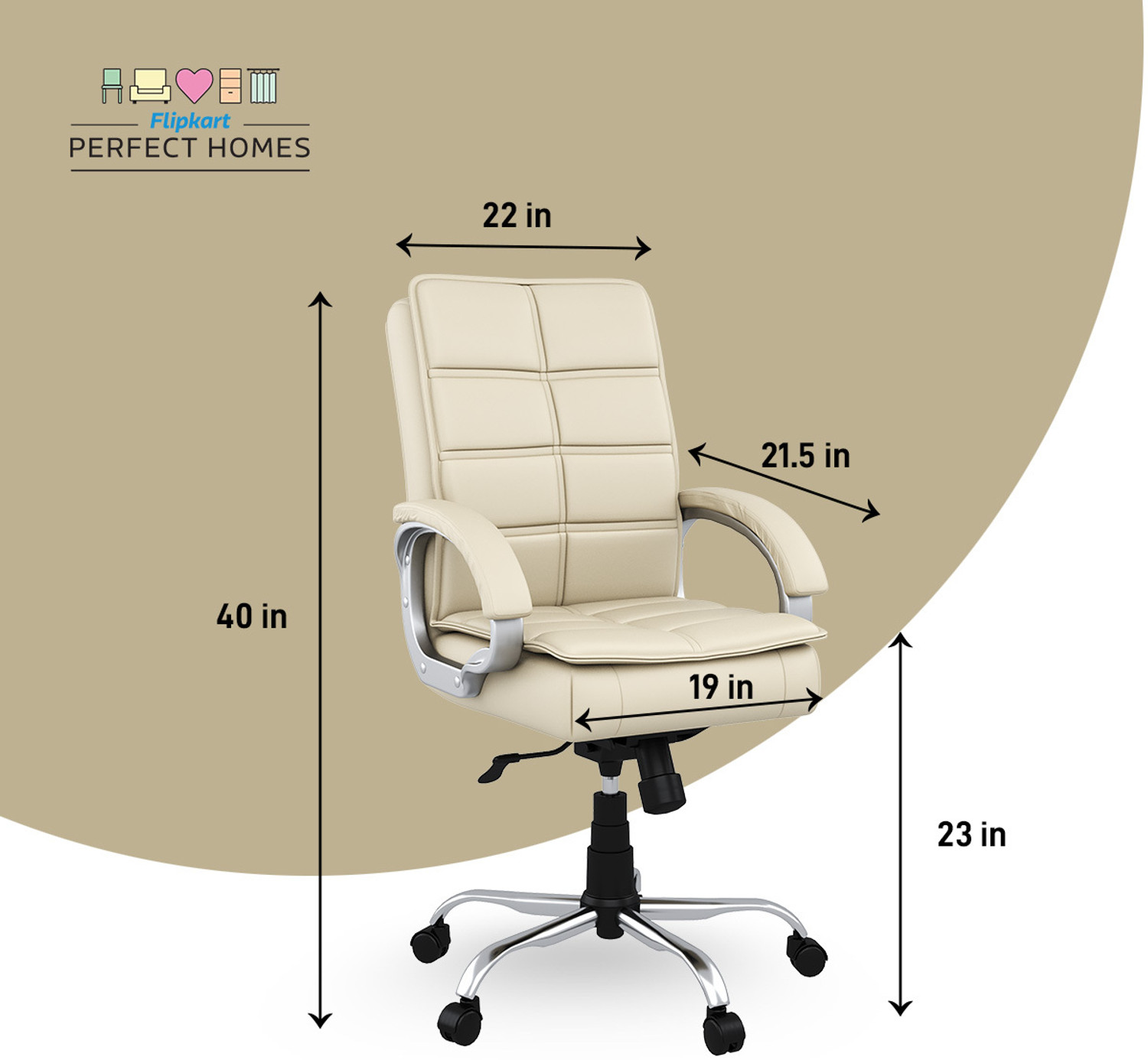 Image of Flipkart Perfect Homes LEO Leatherette Office Executive Chair
