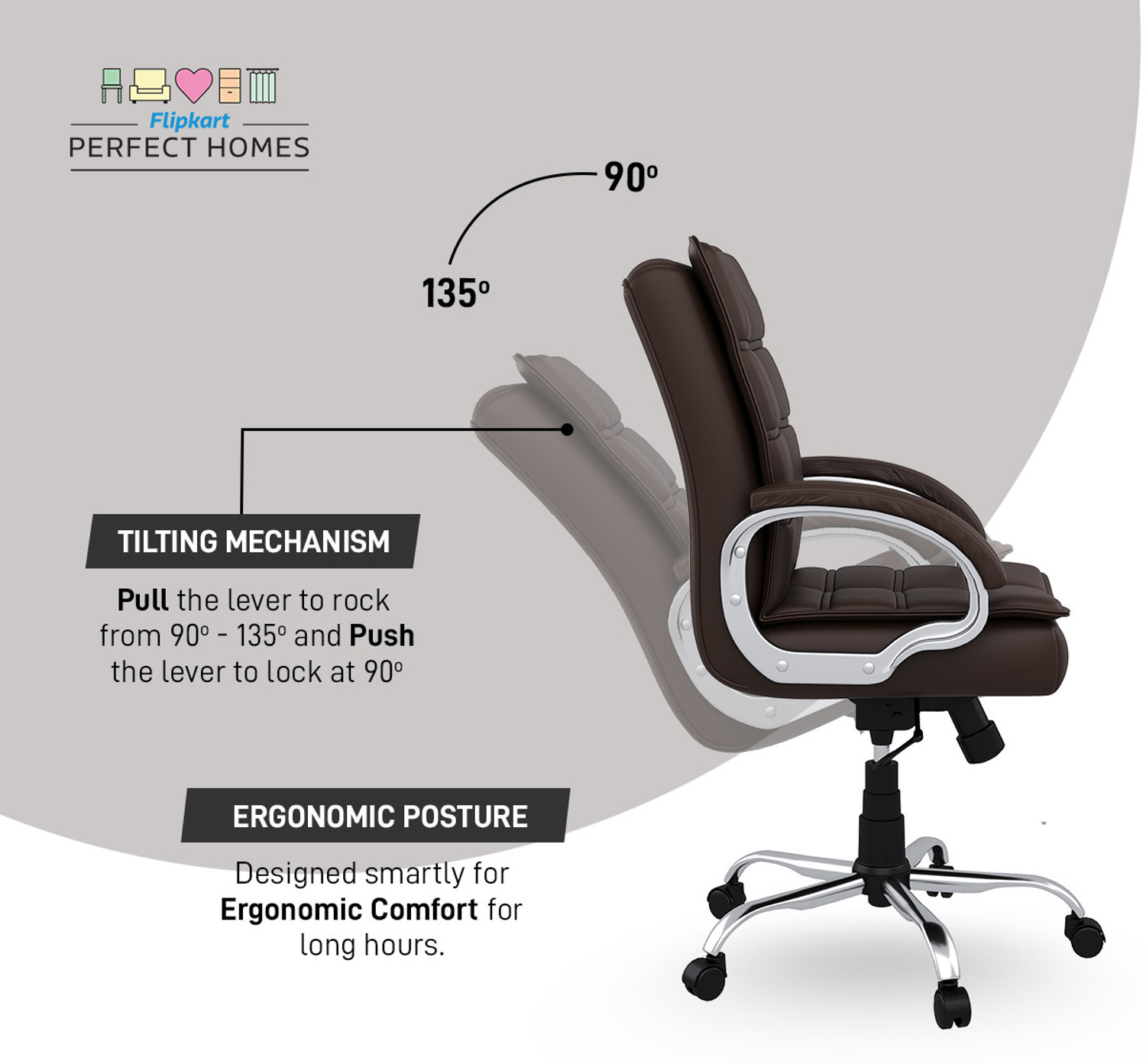 Image of Flipkart Perfect Homes LEO Leatherette Office Executive Chair