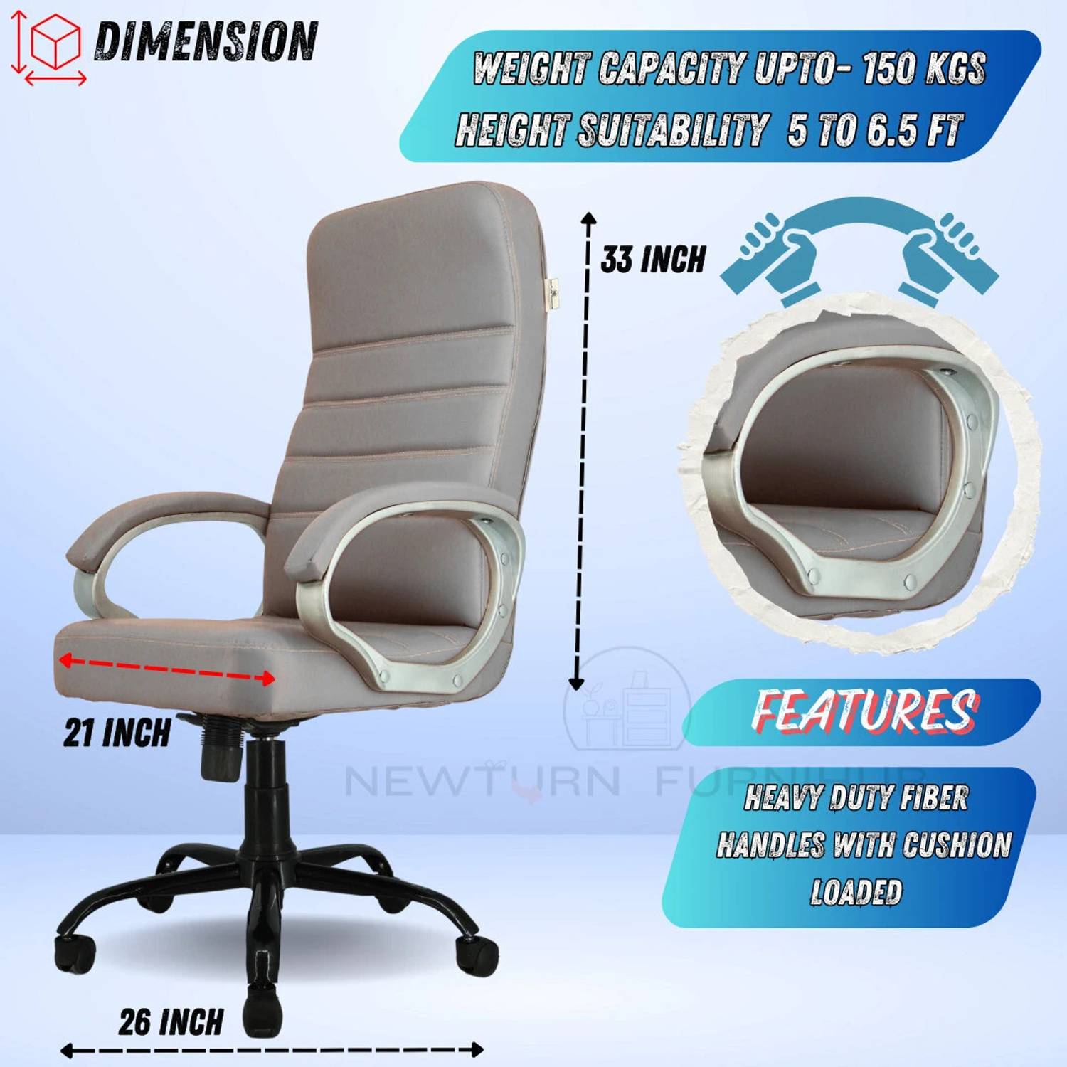 Newturn ROLEX Orthopedic Leather Office Chair - Image 4