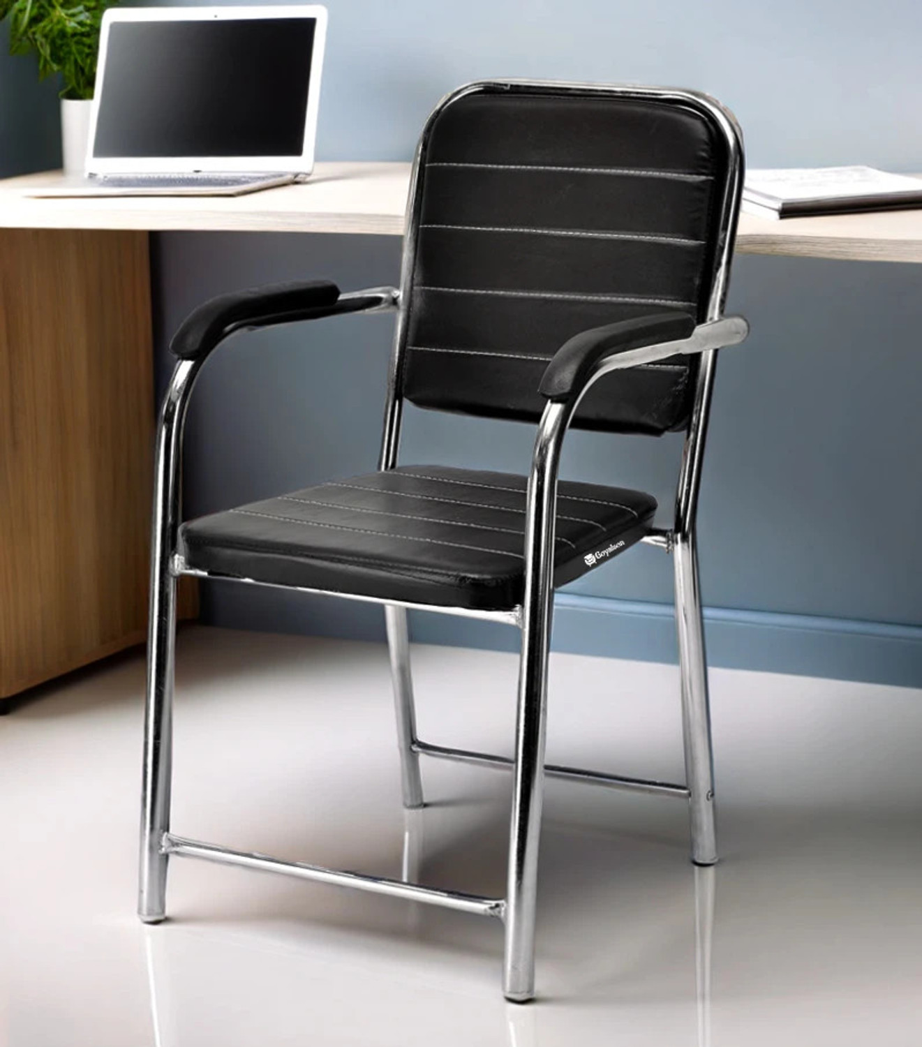 Image of GOYALSON OFFICE EXECUTIVE HEAVY OFFICE STUDY HOME VISITOR WITH ARMS Leatherette Office Visitor Chair