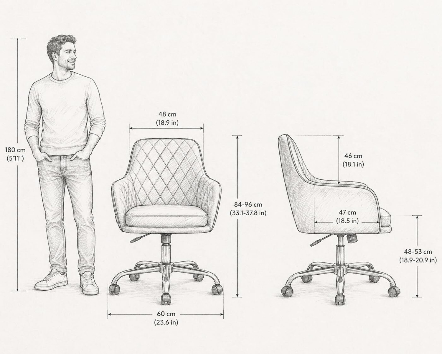 Image of RW REST WELL Luxury Revolving Chair for Office /Home|Modern Accent Armchair with Wheels| Fabric Office Arm Chair