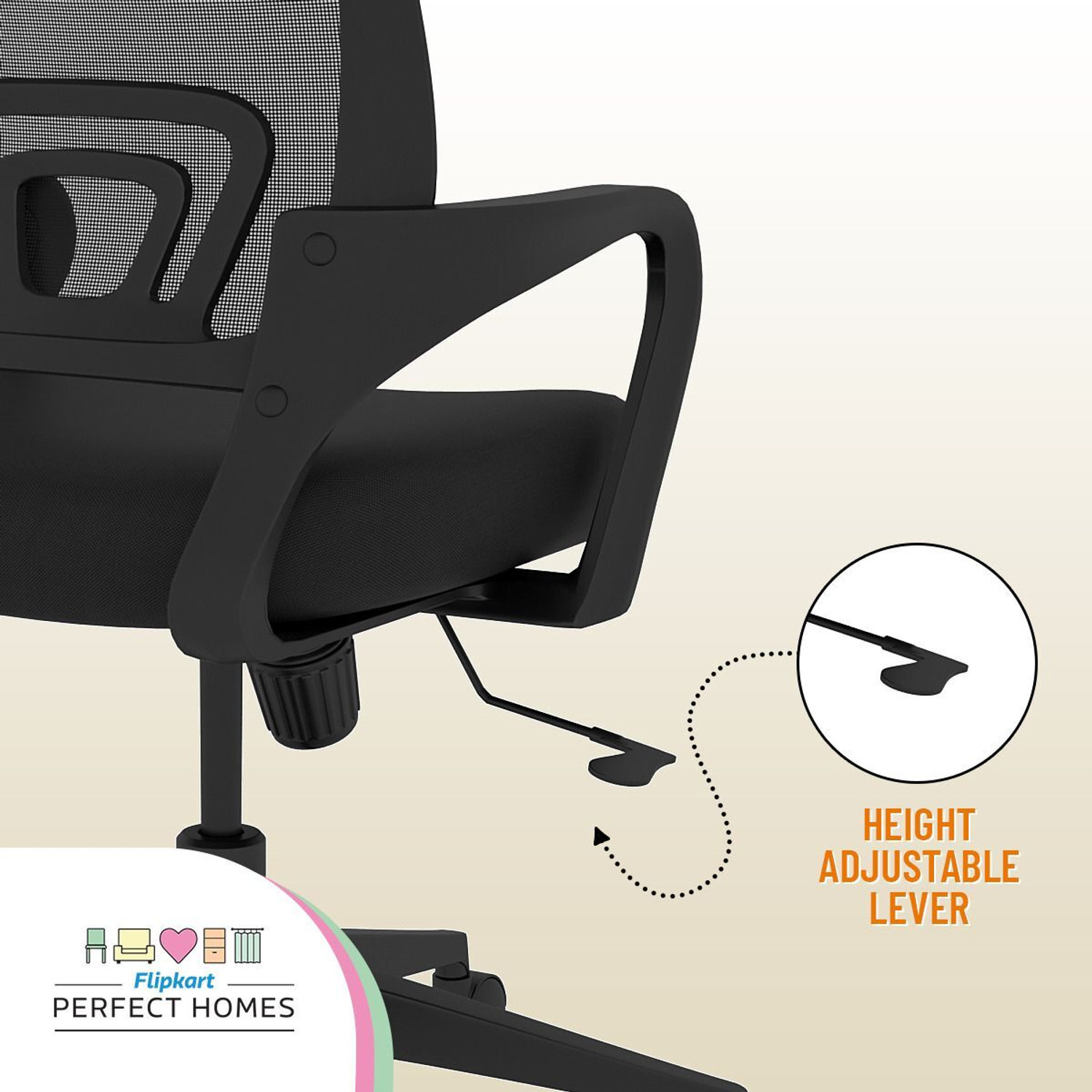 Image of Flipkart Perfect Homes Mid-Back Century Drafting Staff, Workstation, Desk Chair Mesh Office Executive Chair