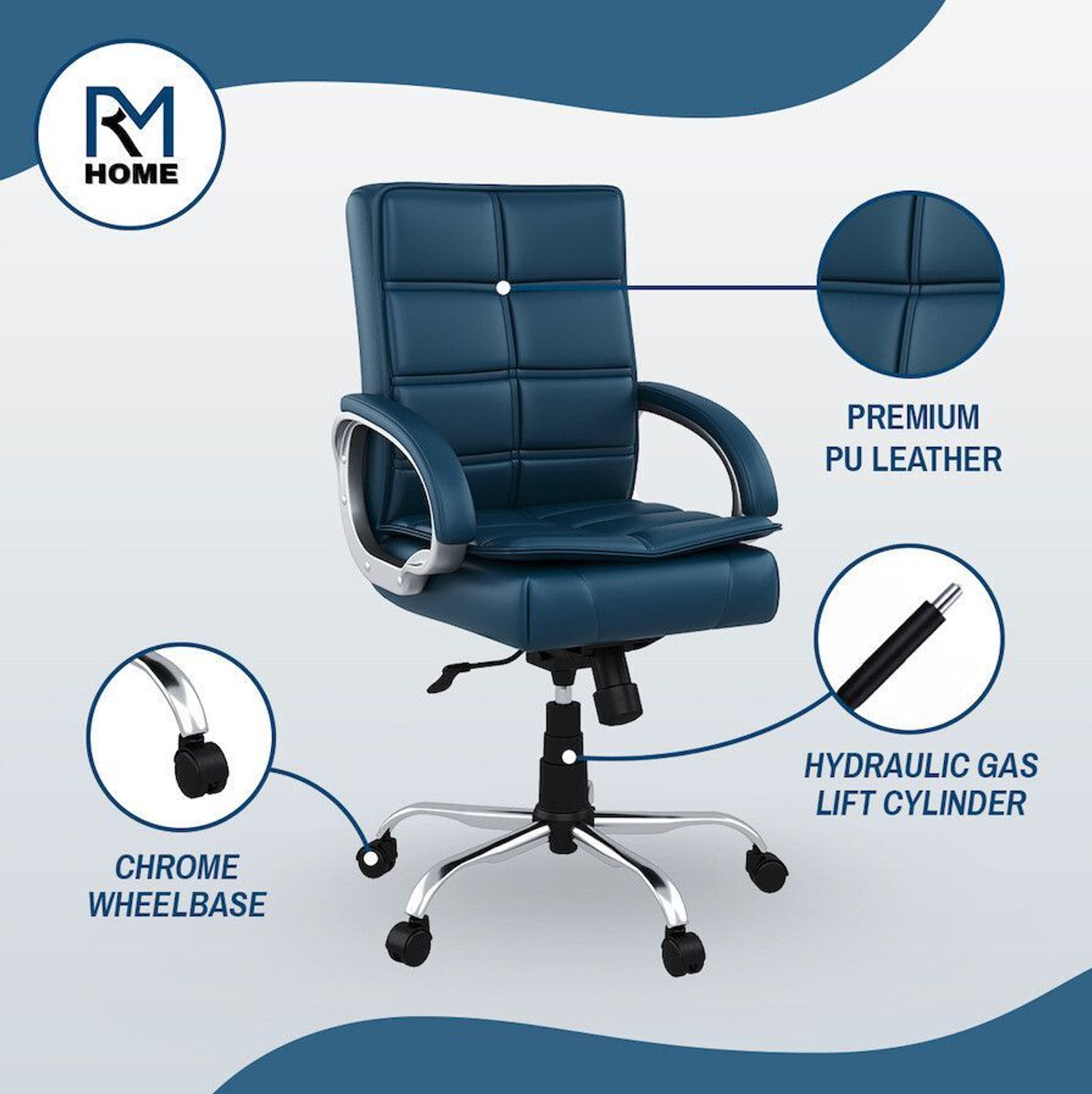 Image of RM HOME Mary Leatherette Office Arm Chair