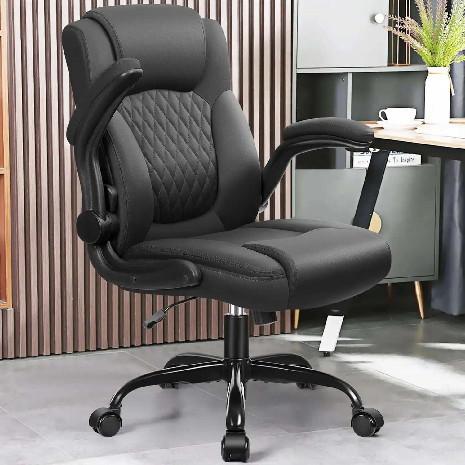 Image of Smartseat 2 Year Warranty Leather Office Chair, PU Home Computer Desk Chairs Leatherette Office Adjustable Arm Chair