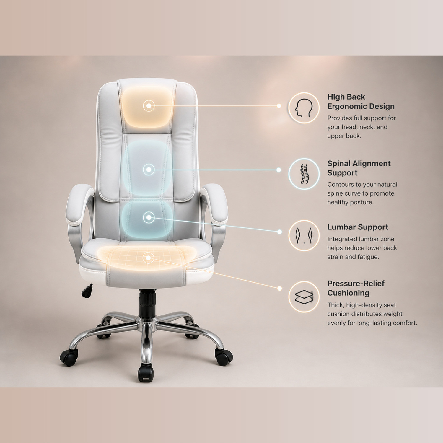 Image of ACTIVA Venture Ergonomic Office Chair| Swivel Chair with Adjustable Height Leatherette Office Adjustable Arm Chair