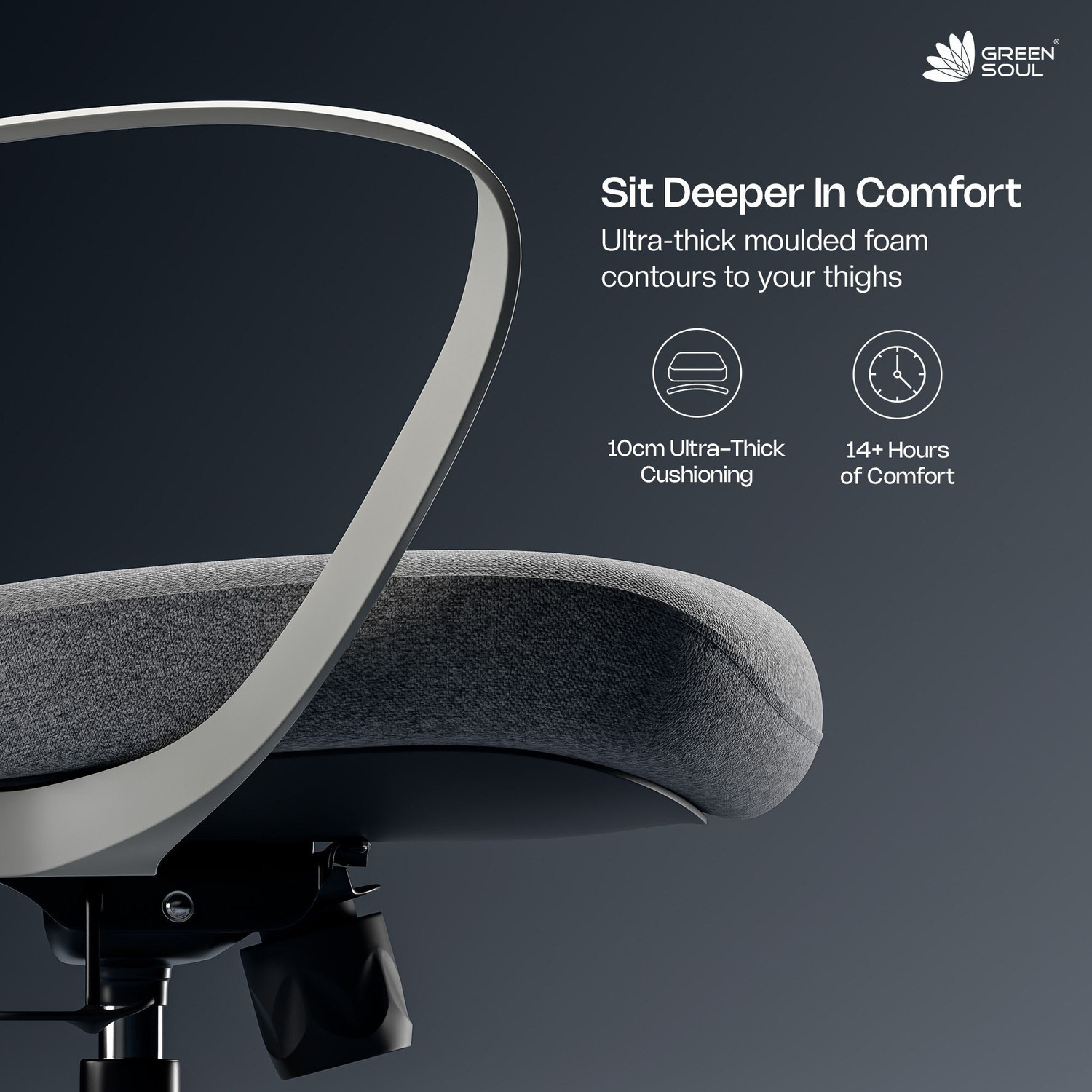 Image of GREEN SOUL Orbit Mesh Office Chair for Work|Ultra Thick Cushion|Patented Screwless Armrest Fabric Office Adjustable Arm Chair