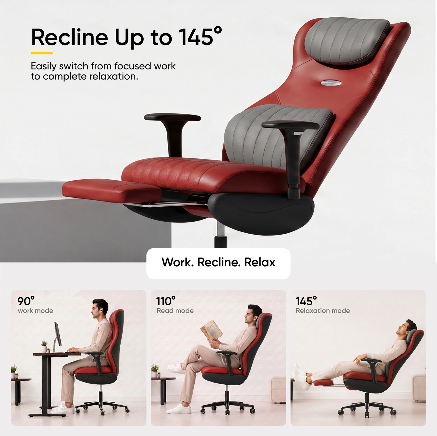 Image of Frido Premium ErgoLuxe Executive Office Chair | Lumbar Support | 3D Adjustable Armrest Leather Office Executive Chair