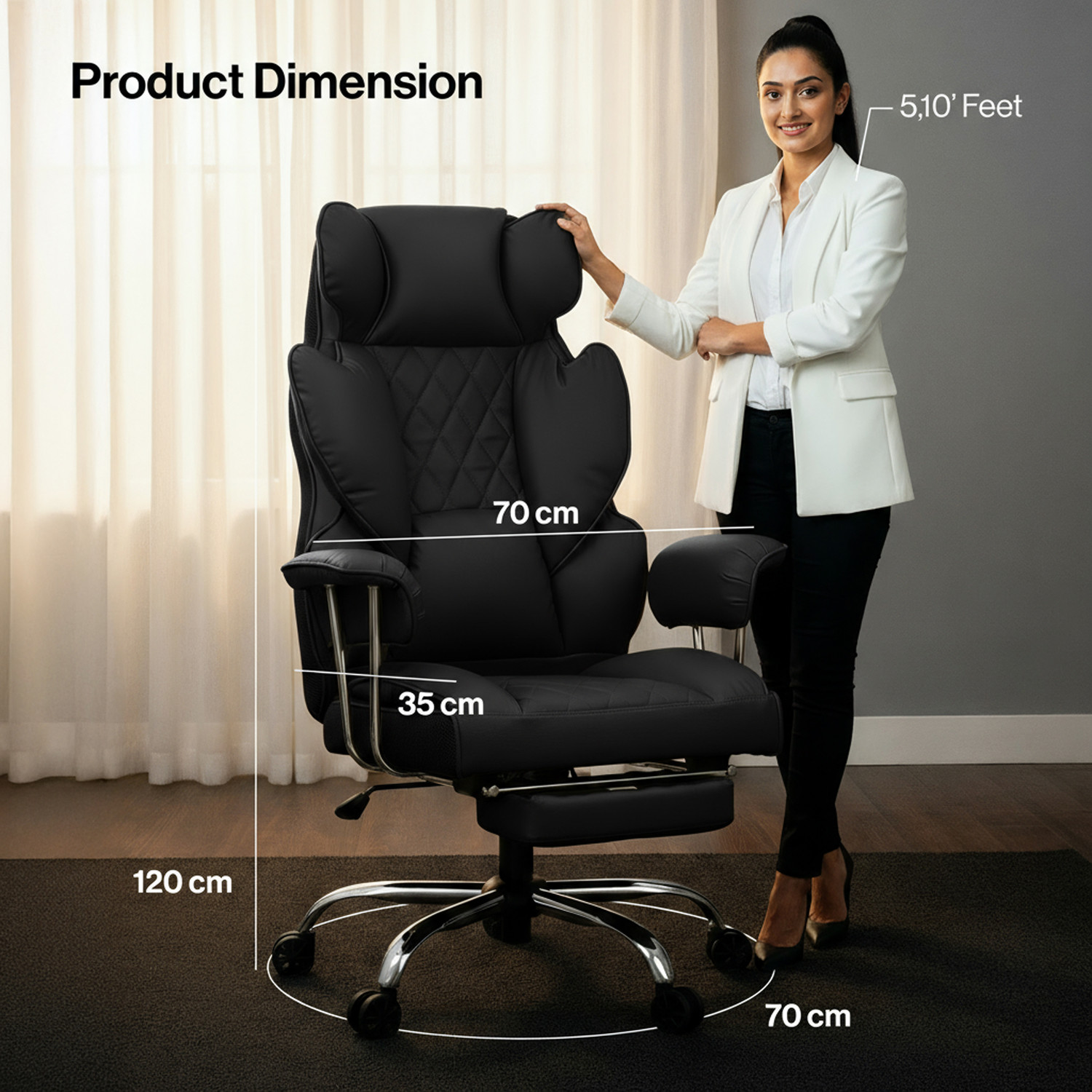 Image of Drogo Ergonomic Computer Office for Work from Home 400LBS CushionSeat Armrest PU Leather Office Executive Chair