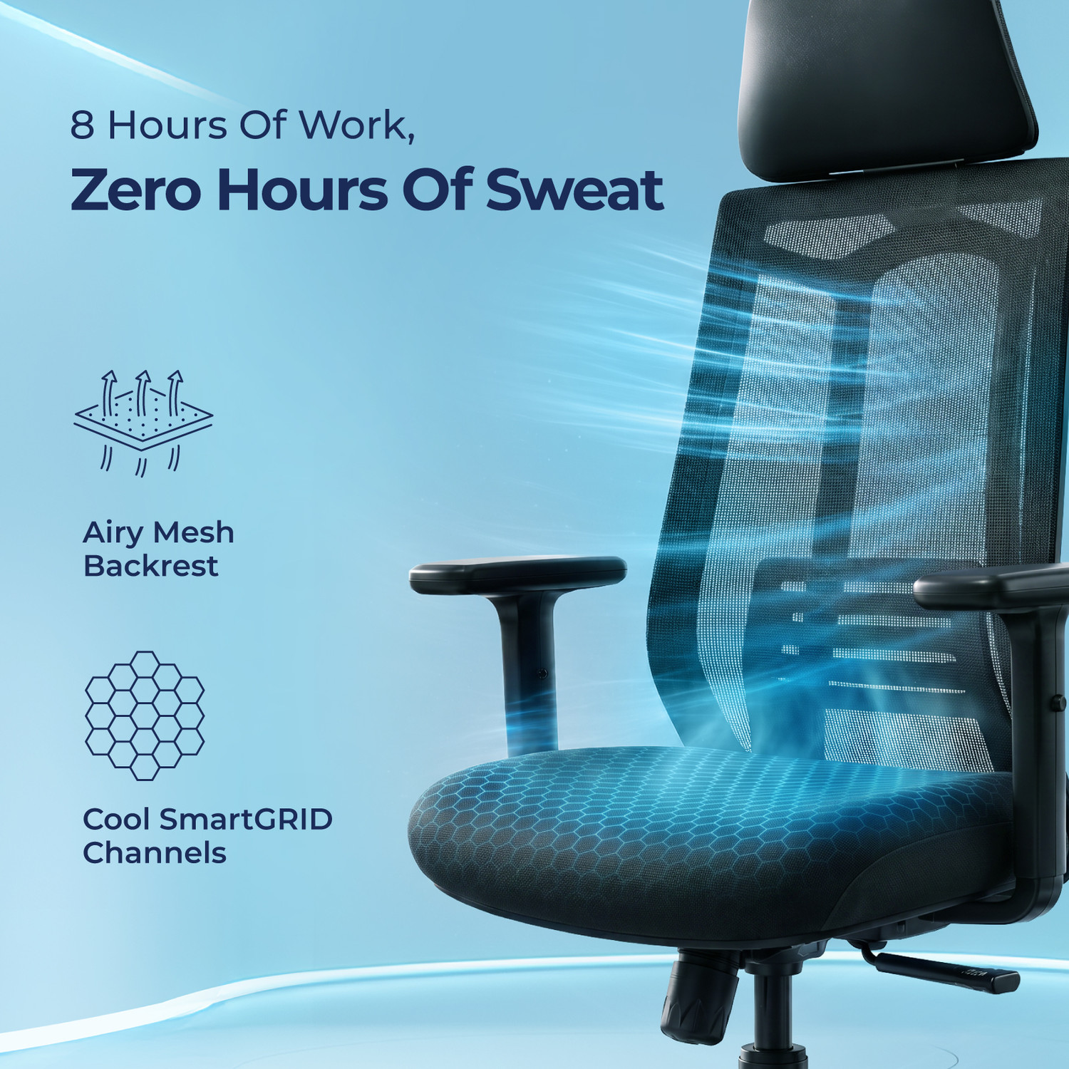 Image of The Sleep Company SwivL Ergonomic Chair | SmartGRID Seat | Adjustable Armrest 135Recline Mesh Office Executive Chair