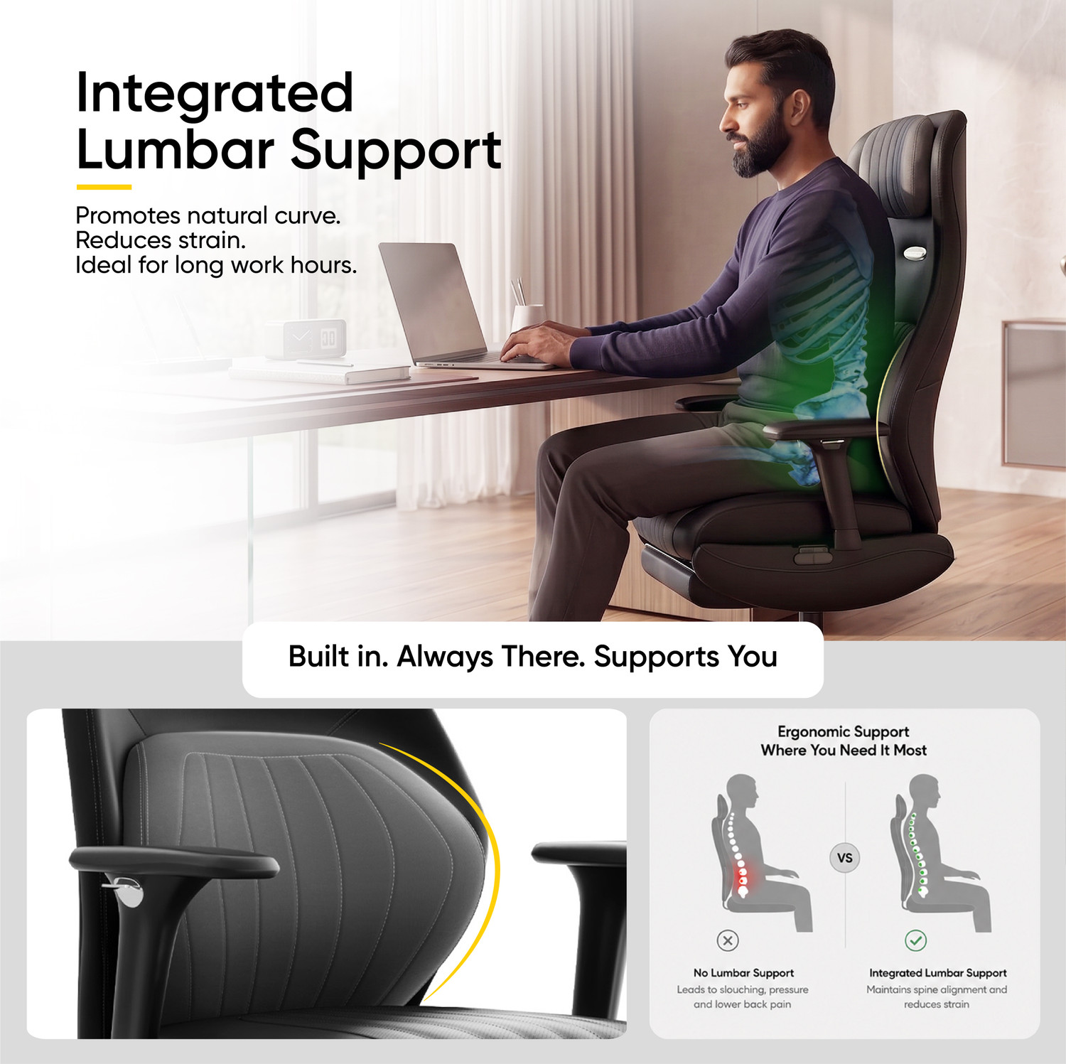 Image of Frido Premium ErgoLuxe Executive Office Chair | Lumbar Support | 3D Adjustable Armrest Leather Office Executive Chair
