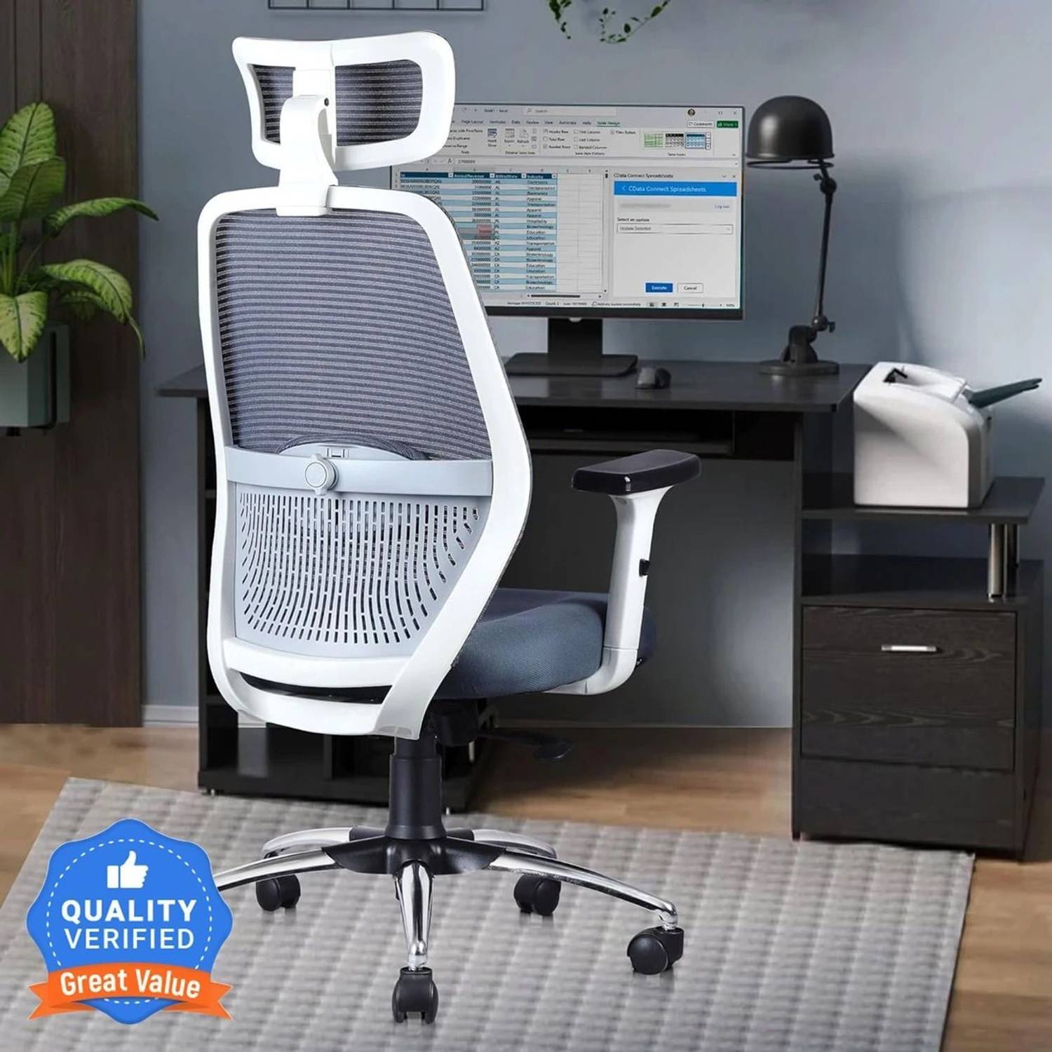ASTRIDE Octave BIS Certified Office Chair | 2D Armrest, 2D Headrest, Lumbar Support Mesh Office Adjustable Arm Chair