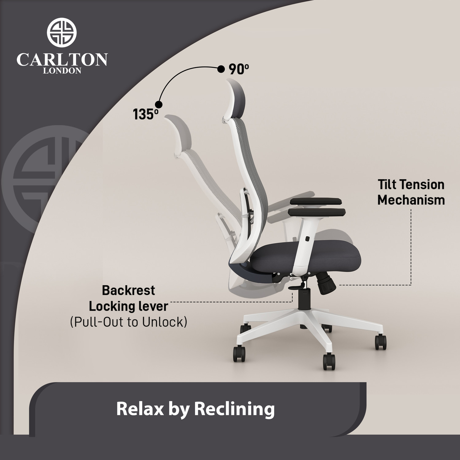 Image of CARLTON LONDON ErgoSmart Fabric, Mesh Office Adjustable Arm Chair