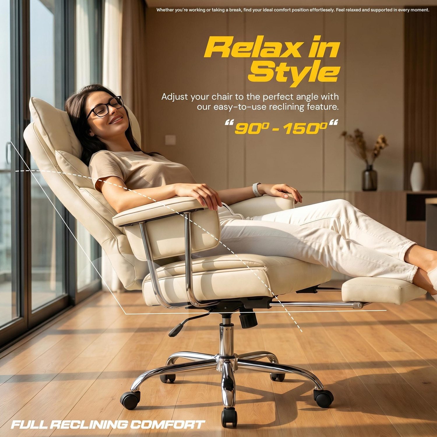Image of Drogo Massage Computer Office Chair with PU Leather & 150Reclining Leather Office Executive Chair