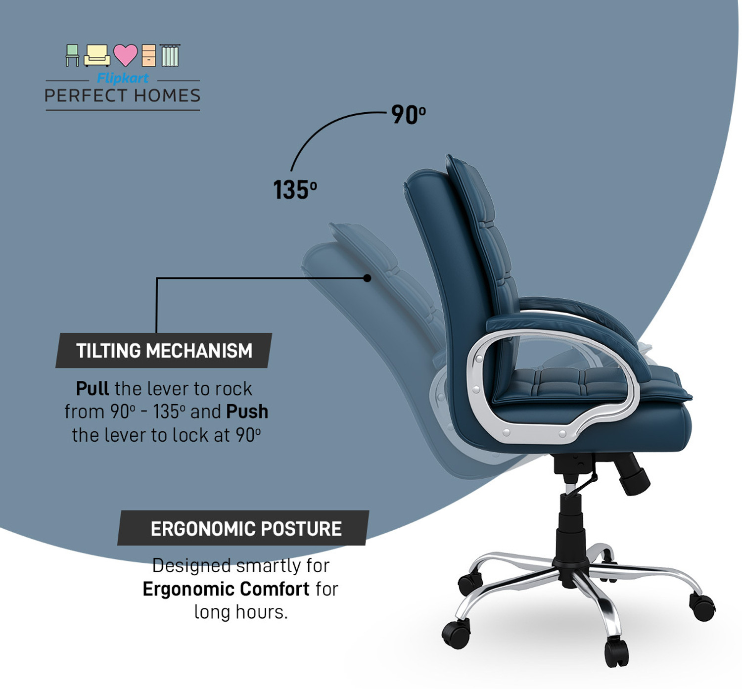 Image of Flipkart Perfect Homes LEO Leatherette Office Executive Chair