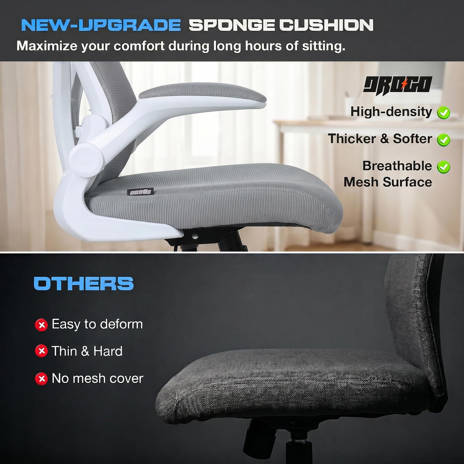 Image of Drogo Ergonomic Office Chair for Work from Home Computer Chair with Lumbar Support Mesh Office Executive Chair