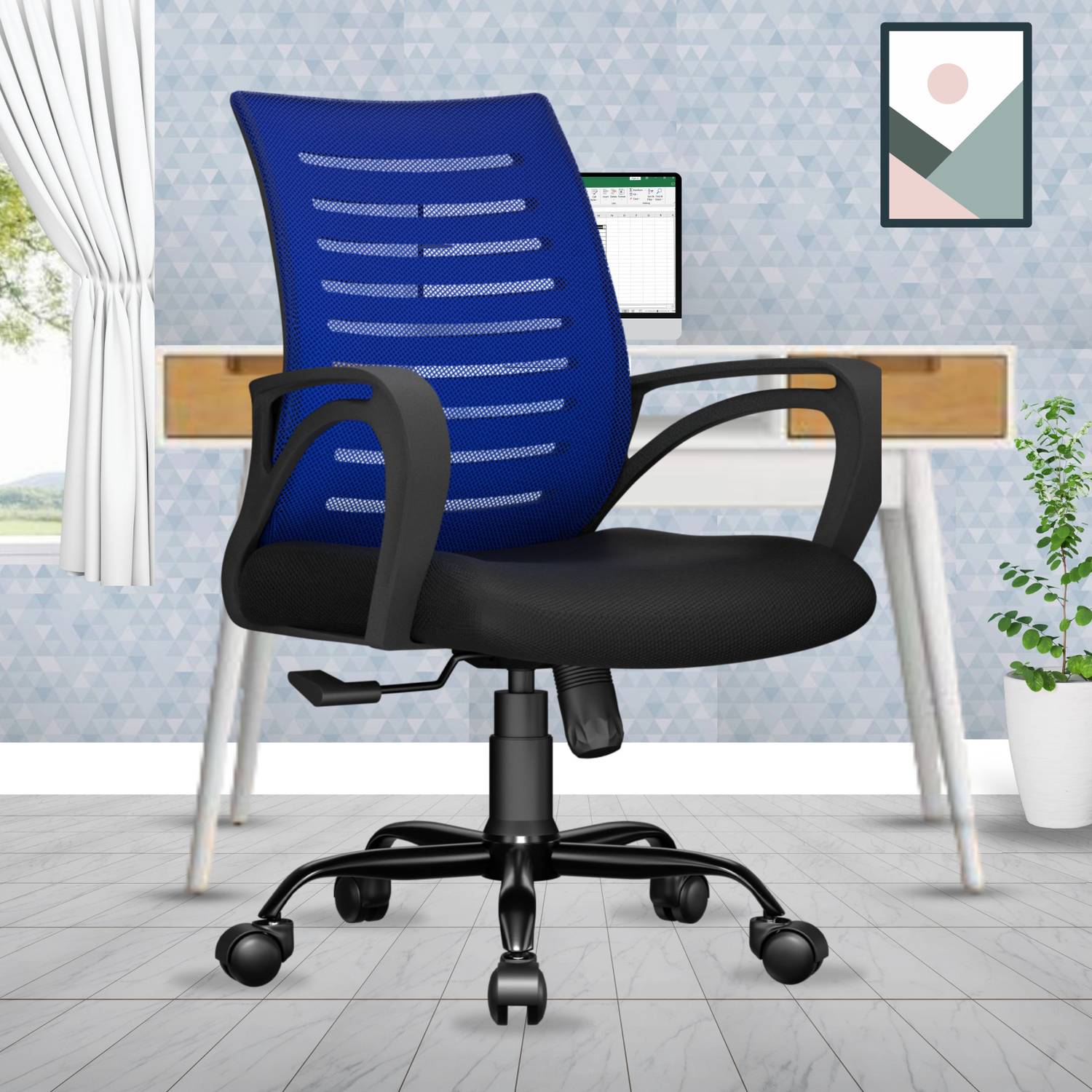 beaatho Verona Mid Back Sturdy Metal Base Nylon Mesh Revolving Mesh Office Executive Chair