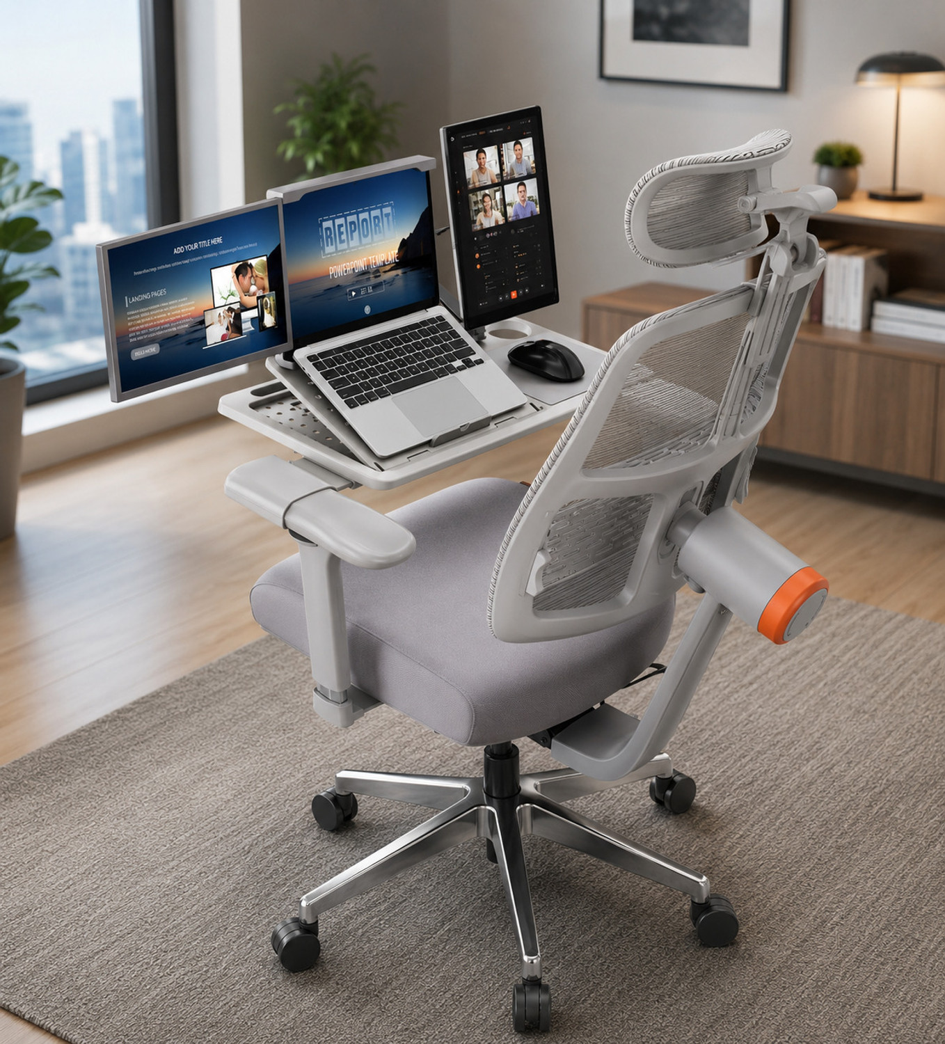 Image of Drogo Ergonomic Office & Computer chair with Lumbar Support, 4D Armrest, Recline, Tray Mesh Office Executive Chair