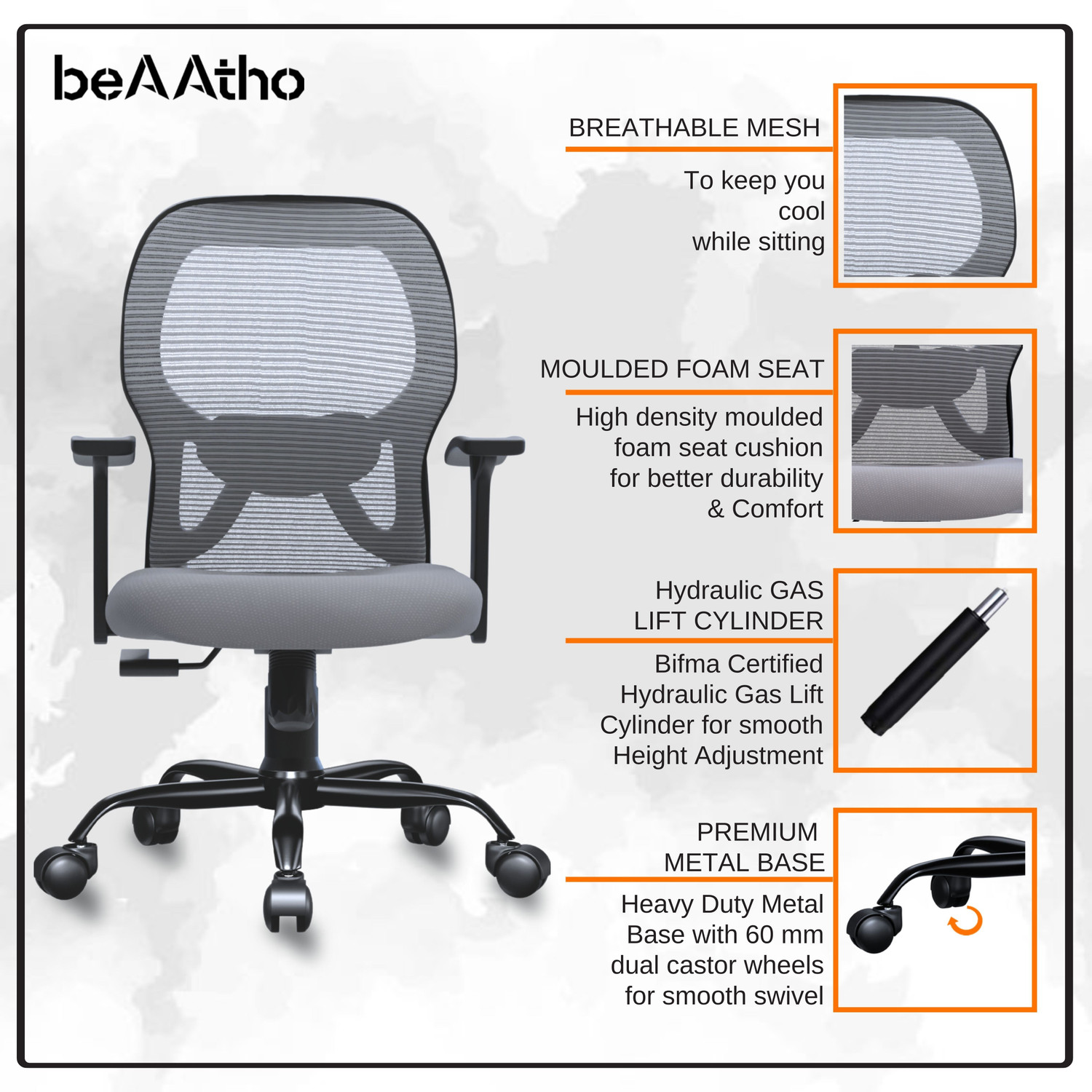 Image of beaatho Leo Midback office chair Nylon Office Executive Chair