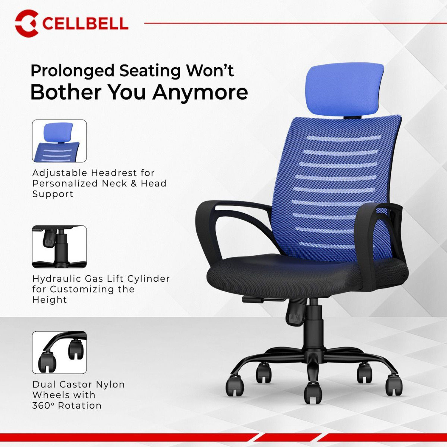 Image of CELLBELL Desire C104 High Back Fabric, Mesh Office Executive Chair