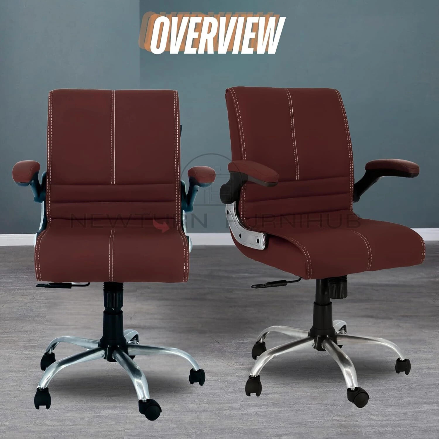 Image of Newturn Leather Office Adjustable Arm Chair