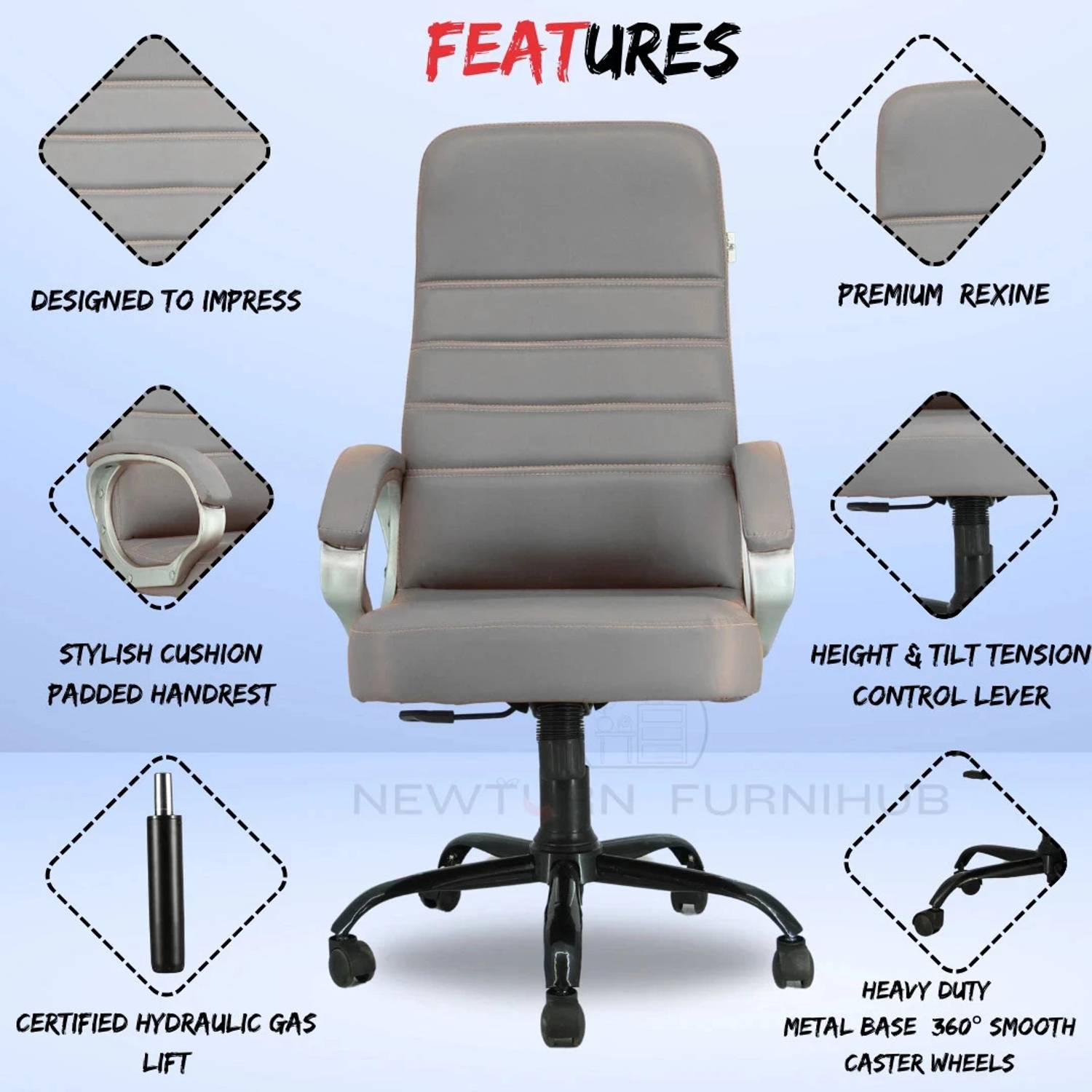 Newturn ROLEX Orthopedic Leather Office Chair - Image 2