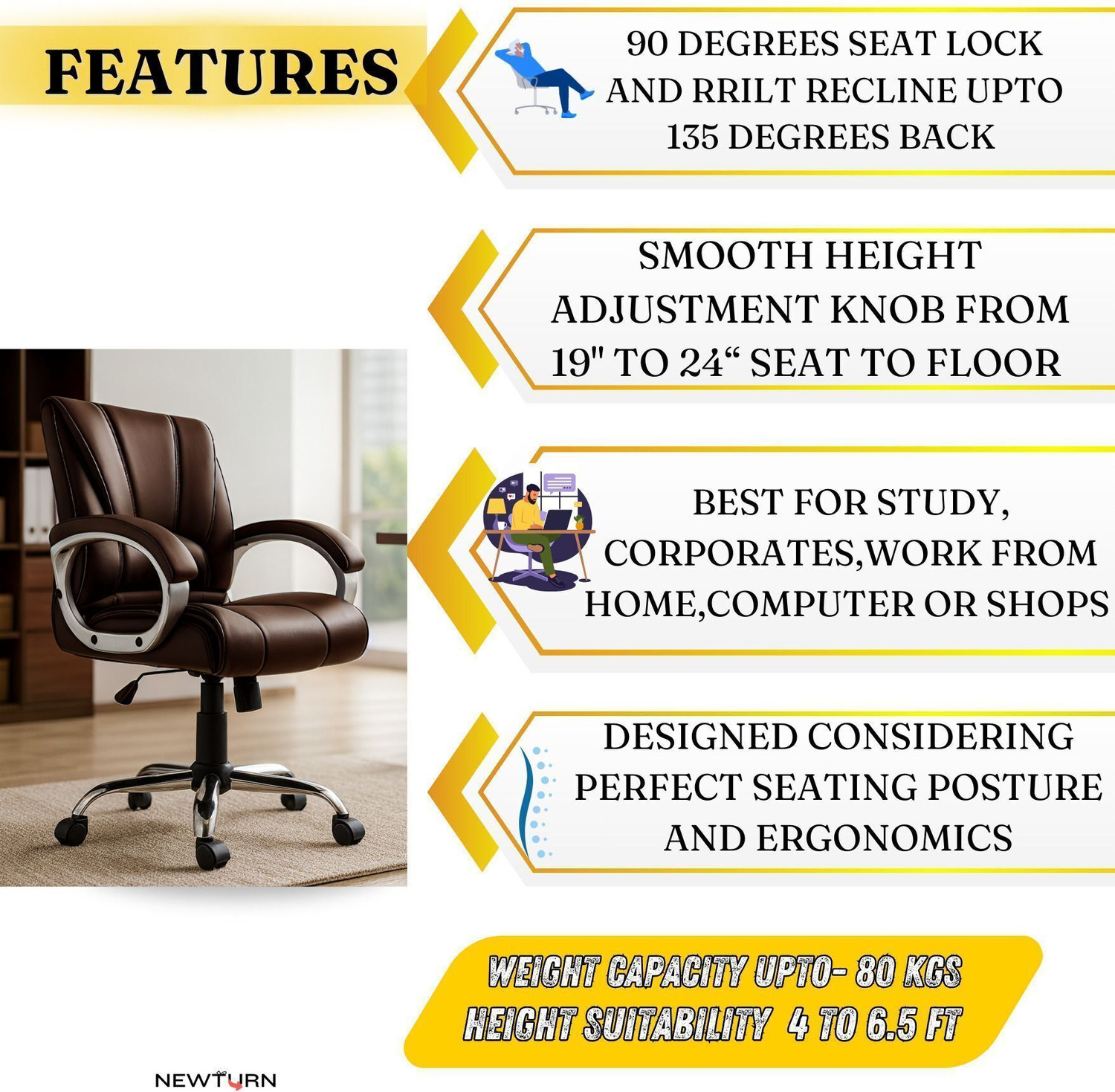 Image of zidle Aplha revolving chair Leatherette Office Adjustable Arm Chair