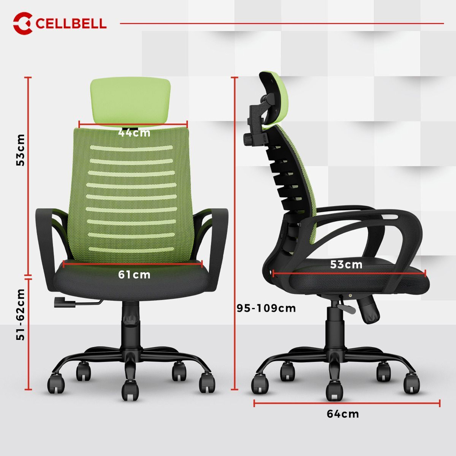 Image of CELLBELL Desire C104 High Back Fabric, Mesh Office Executive Chair