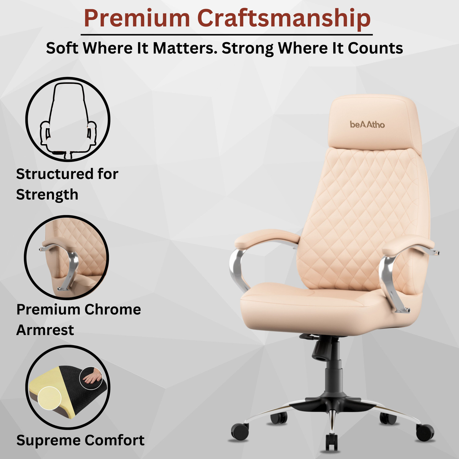 Image of beaatho Zen | High Back Revolving Chair with Integrated Lumbar Support Leatherette Office Executive Chair