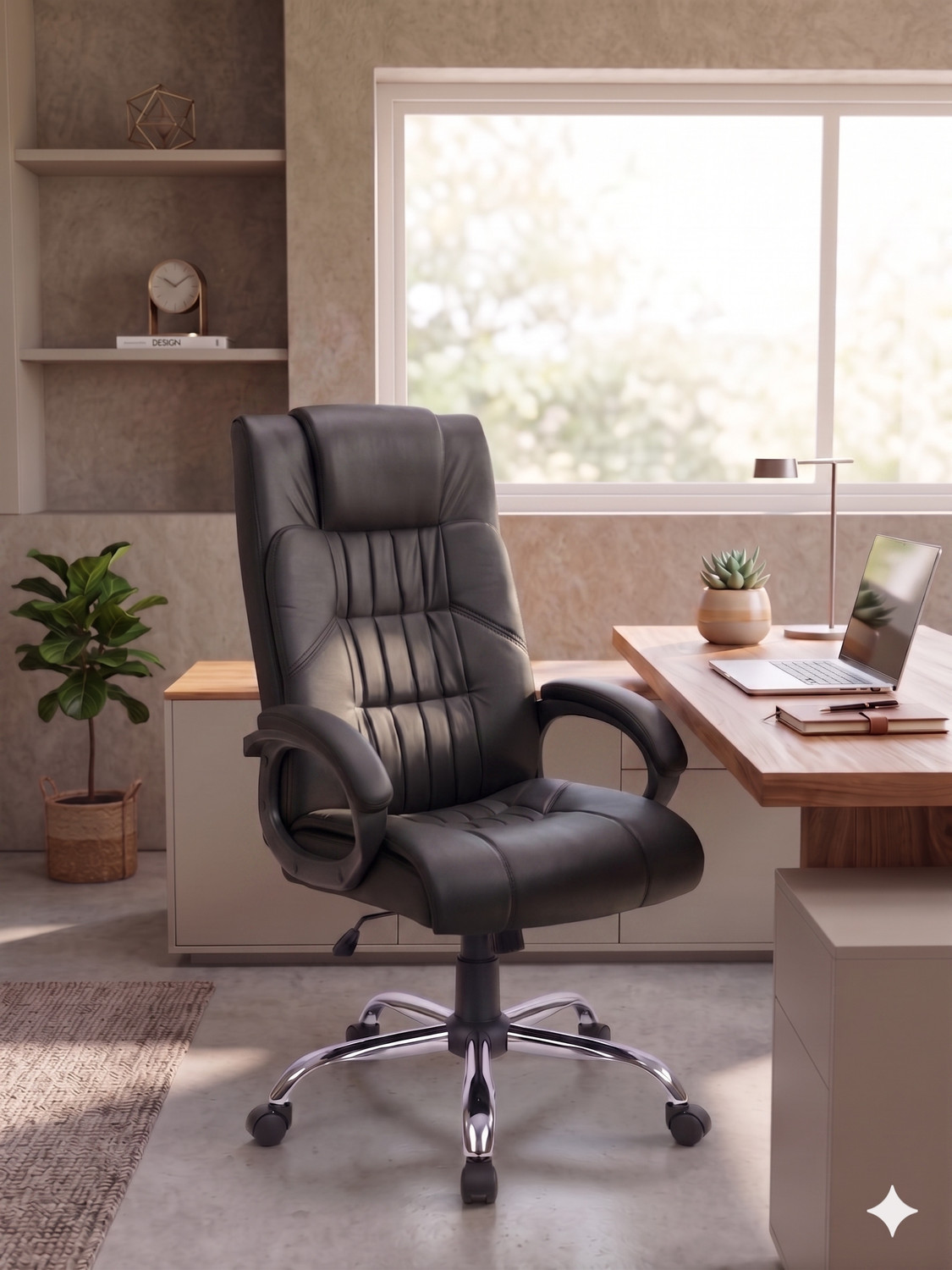 Image of COZY CUB HIGH Back with Steel Base and 1 Year manufacturer Warranty on the Product Leatherette Office Executive Chair