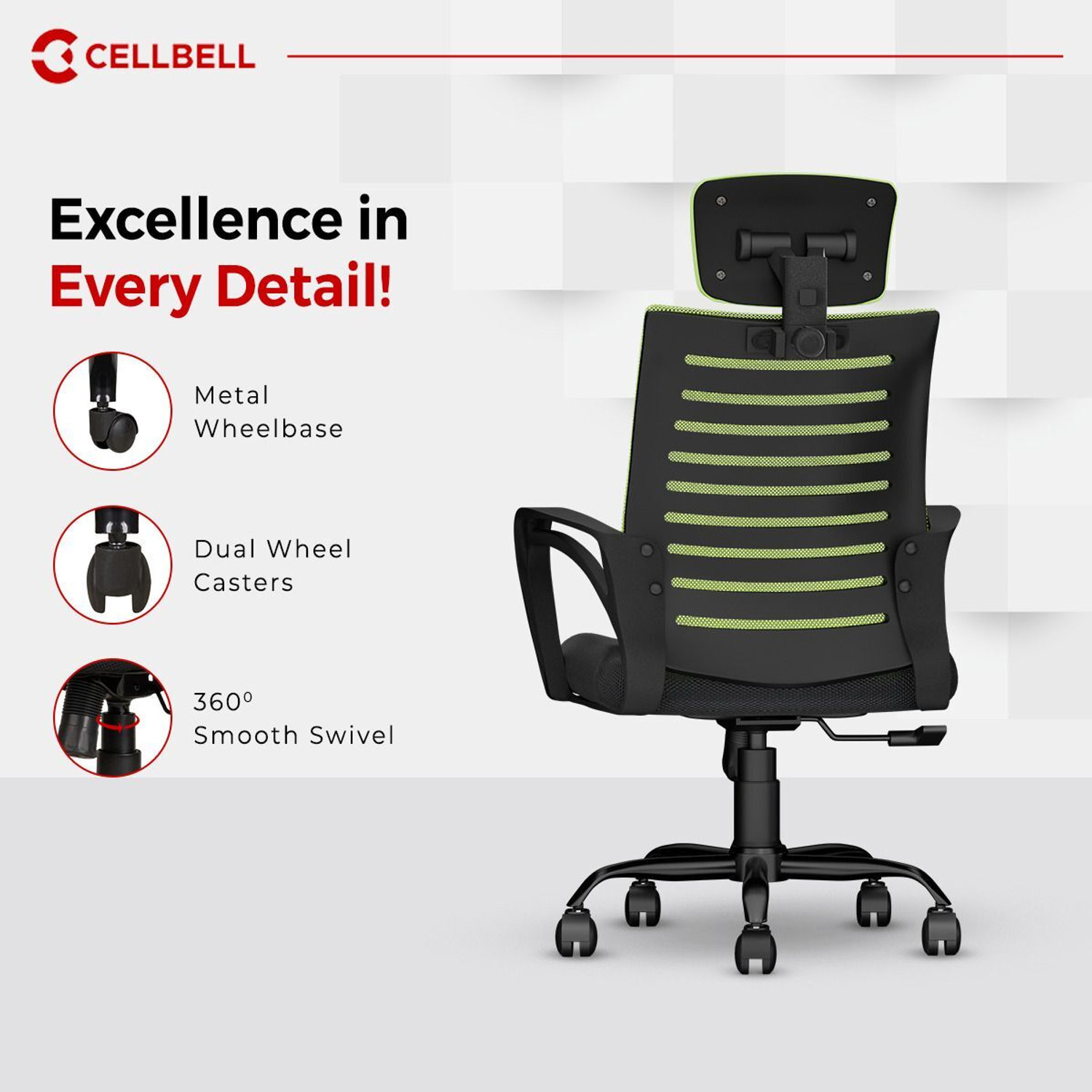 Image of CELLBELL Desire C104 High Back Fabric, Mesh Office Executive Chair