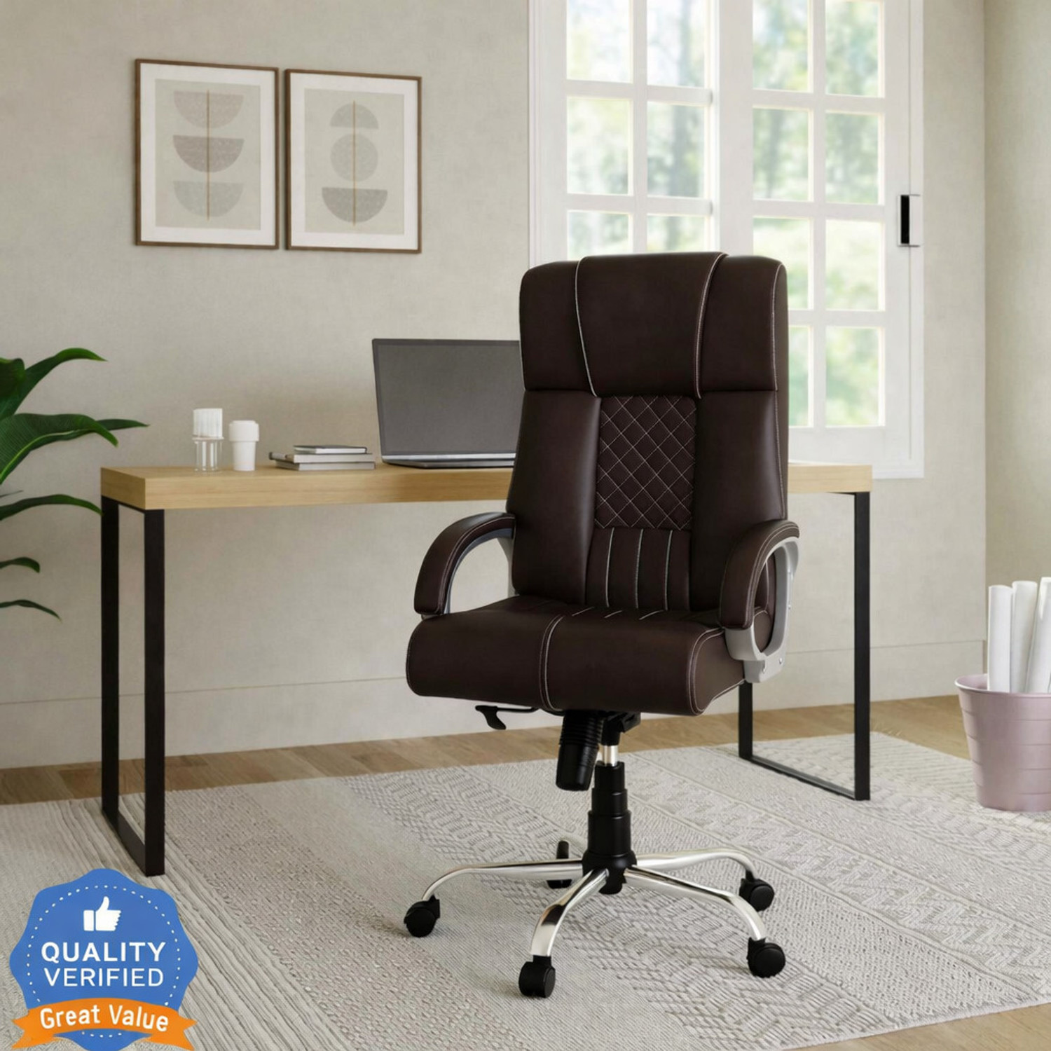 Image of RM HOME Lauren Leatherette Office Executive Chair
