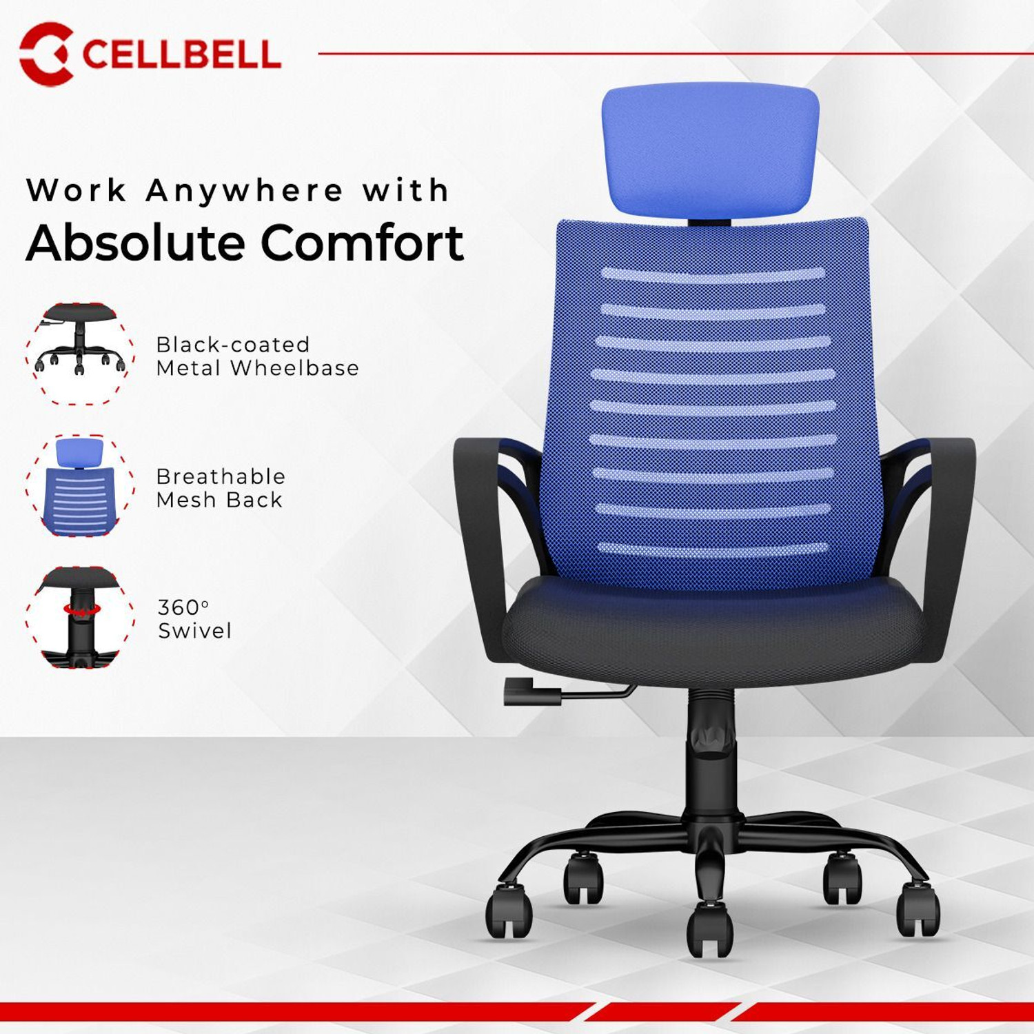 Image of CELLBELL Desire C104 High Back Fabric, Mesh Office Executive Chair