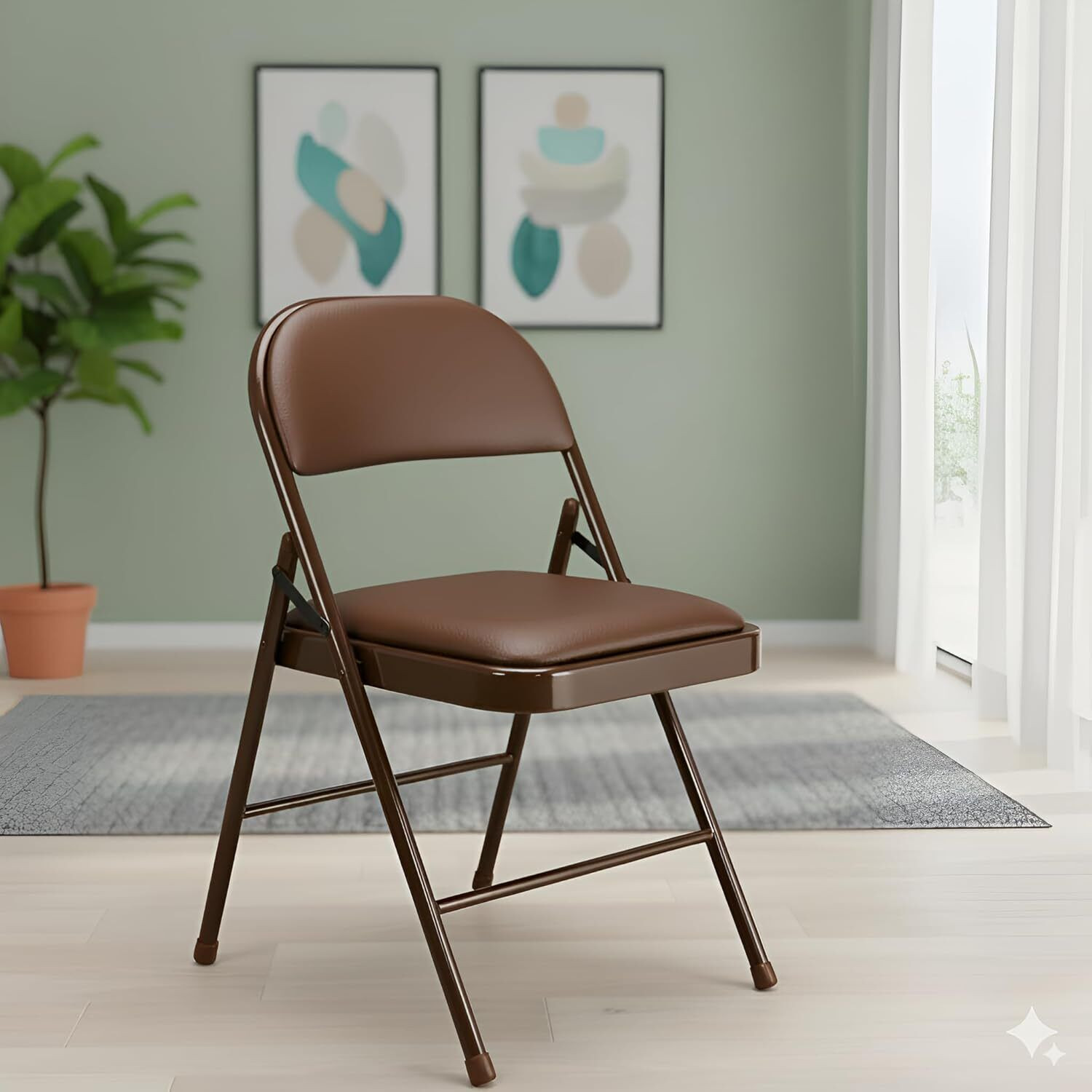 Image of DPI Metal Folding Chair Upholstered Leatherette for Space-Saving Design for home Cotton Study Folding Chair