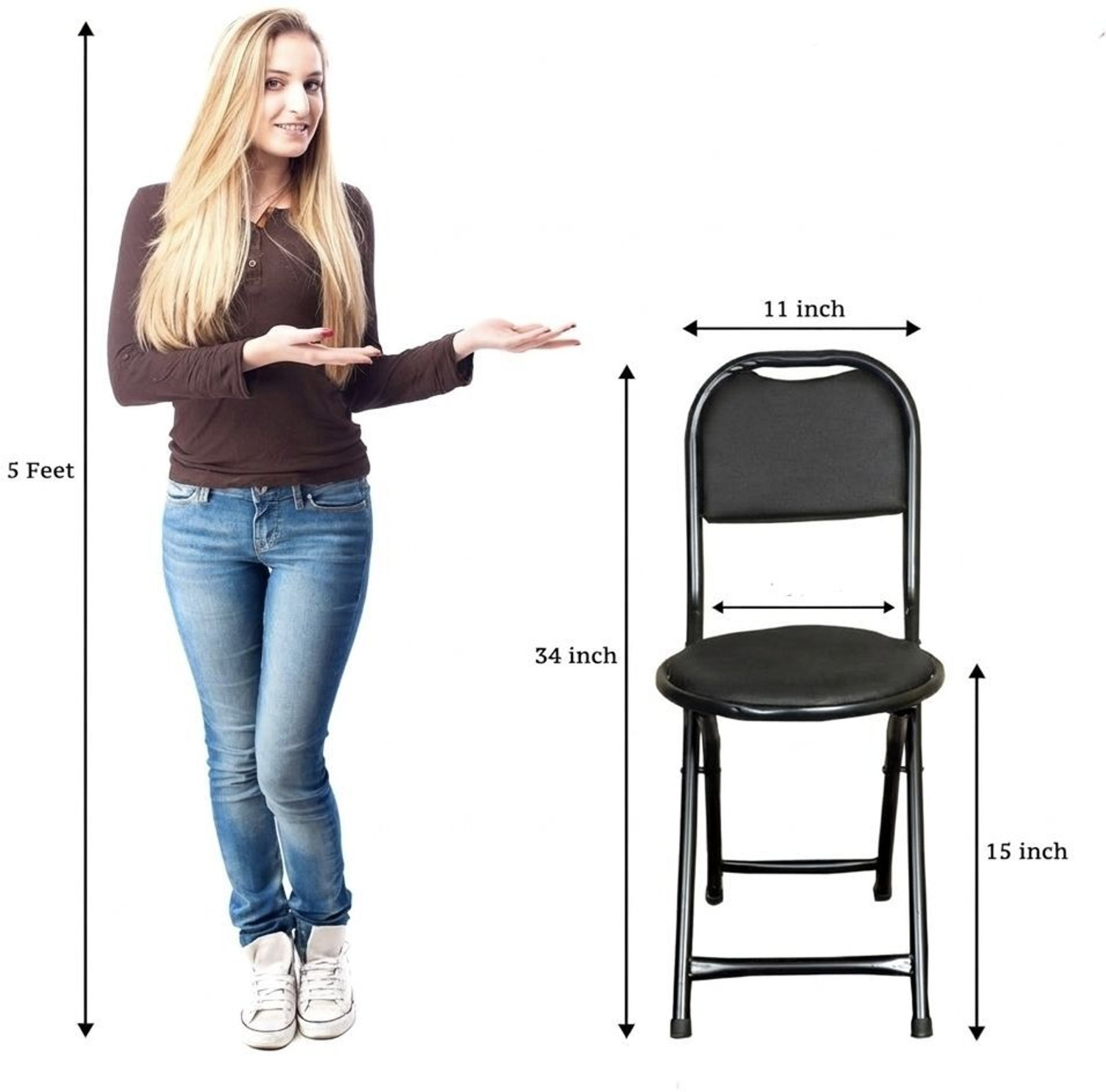 Image of DPI Folding Stool Chair with Foot Rest for Home & Kitchen /Restaurant /Outdoor Chair, Cotton Study Folding Chair