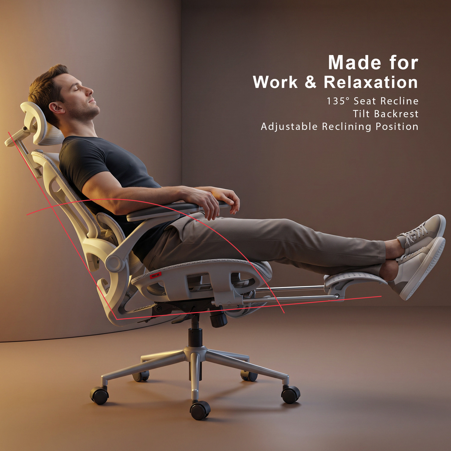 Image of Drogo Ergotune Ergonomic Office Chair with 7-Gear Lumbar Support and 3D Armrests Mesh Office Executive Chair