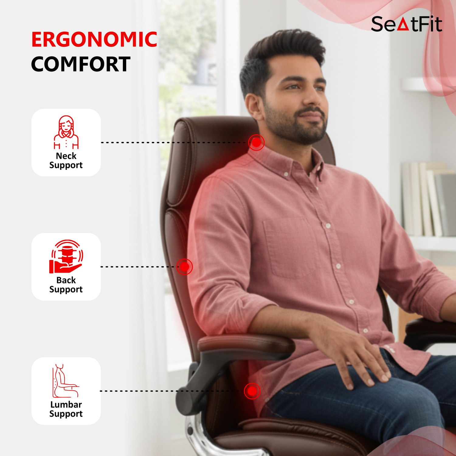Image of SEATFIT Leatherette Office Adjustable Arm Chair