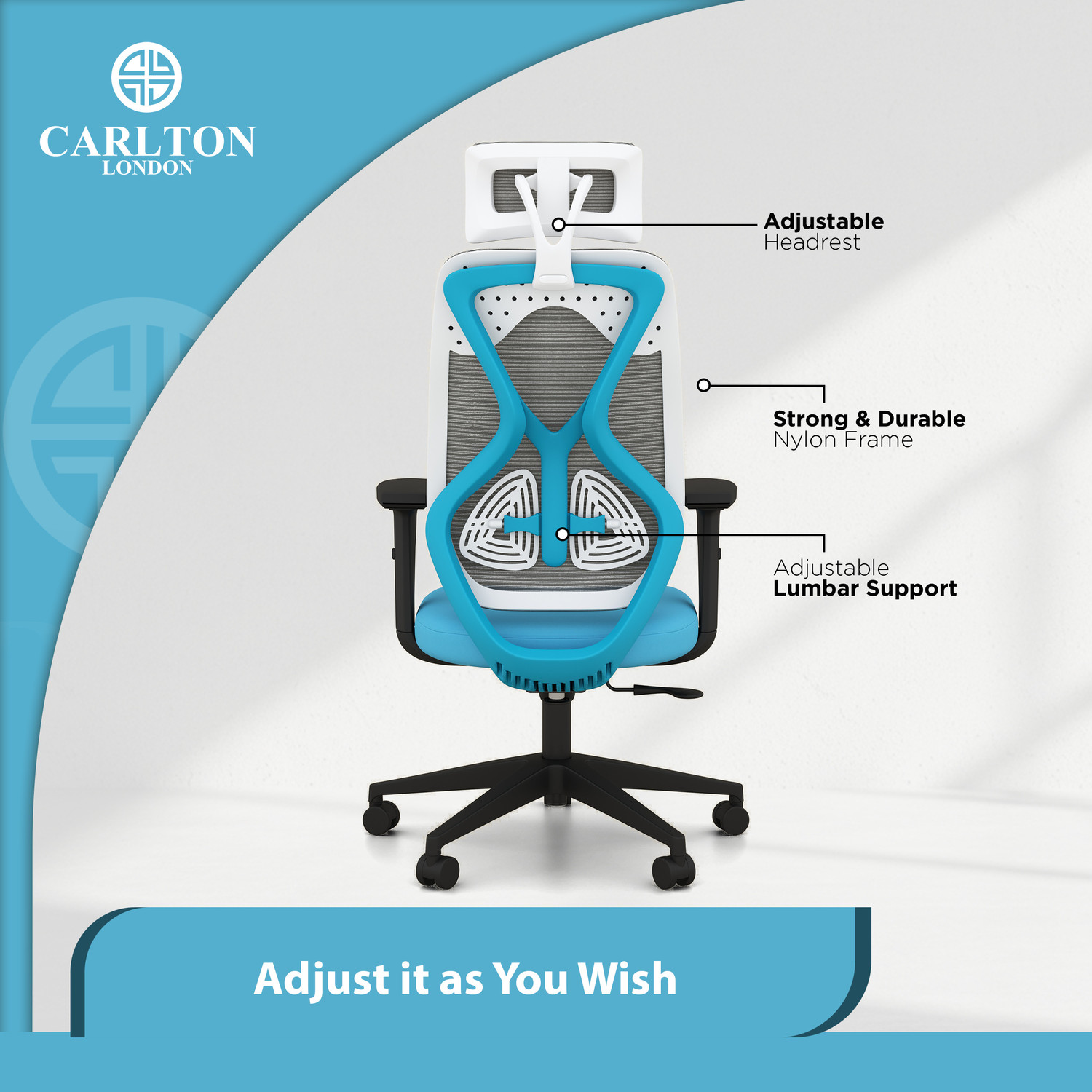 Image of CARLTON LONDON Atlas Mesh Office Adjustable Arm Chair