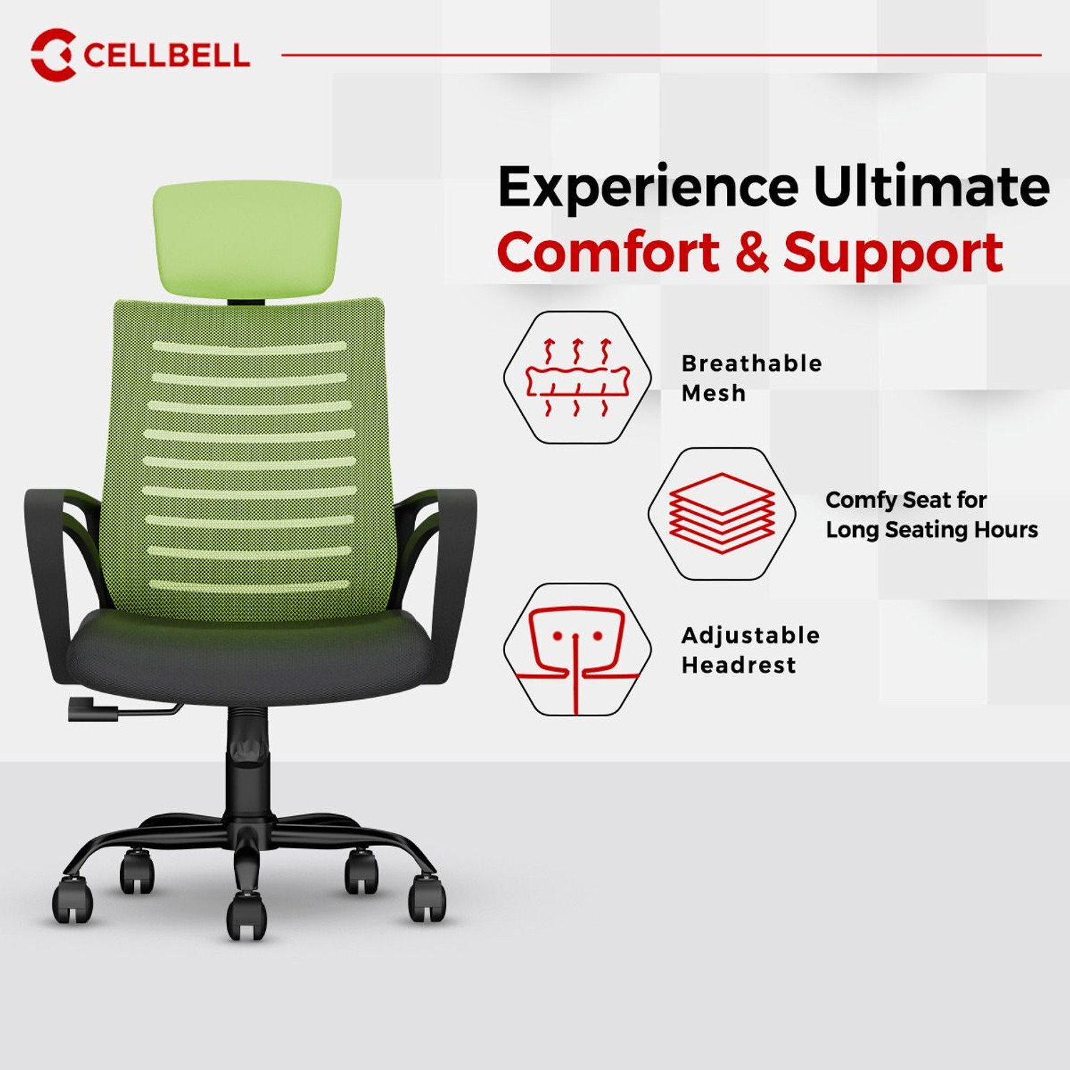 Image of CELLBELL Desire C104 High Back Fabric, Mesh Office Executive Chair