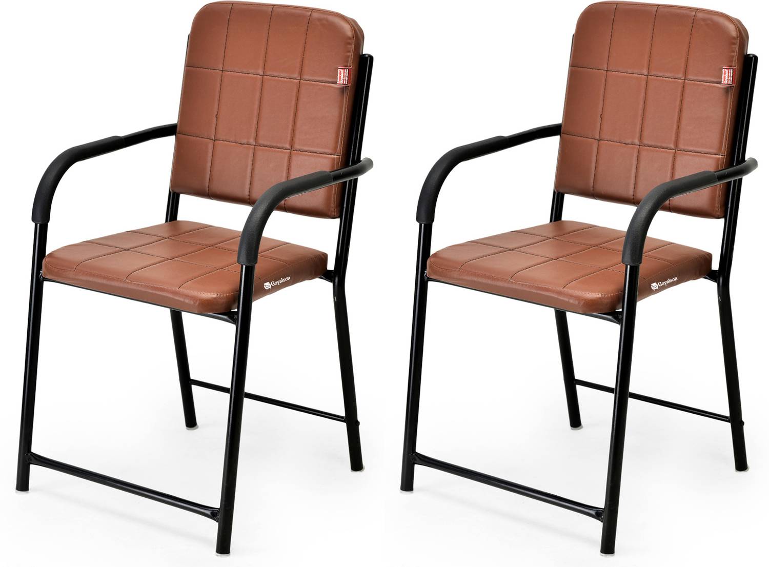 SOMRAJ Leatherette Office Arm Chair Brown Pack of 2 - Image 1