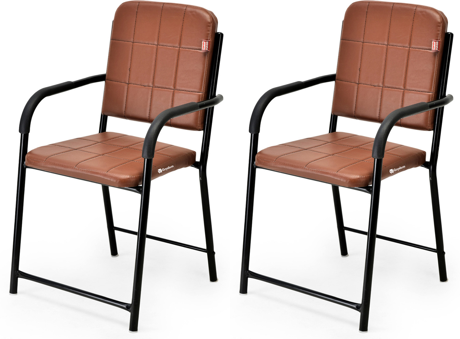 Image of GOYALSON Office Visitor with arm Rest and Cushion seat Back, Chair Without Wheel Leatherette Office Visitor Chair