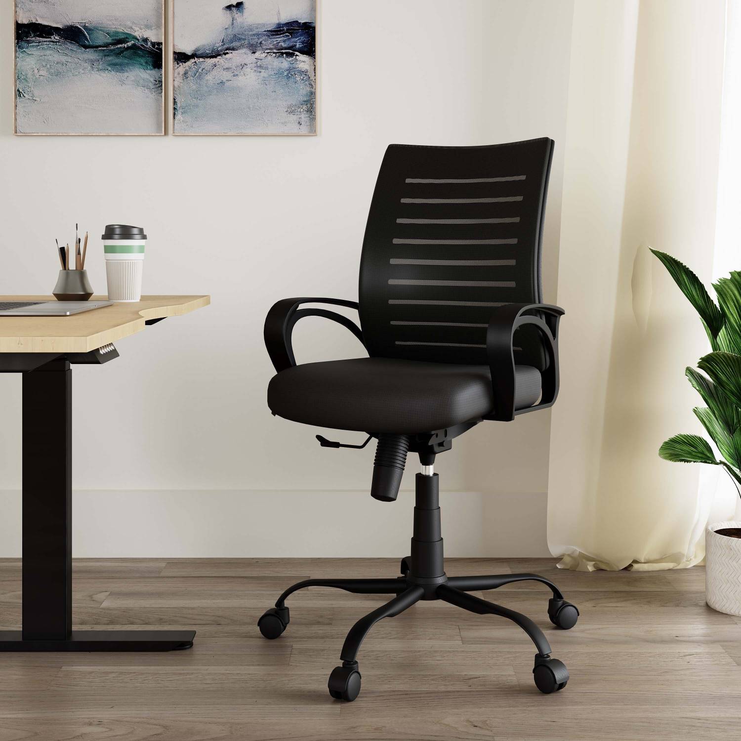 IAFA Diego Mid Back Ergonomic Office Chair, Black - Image 3