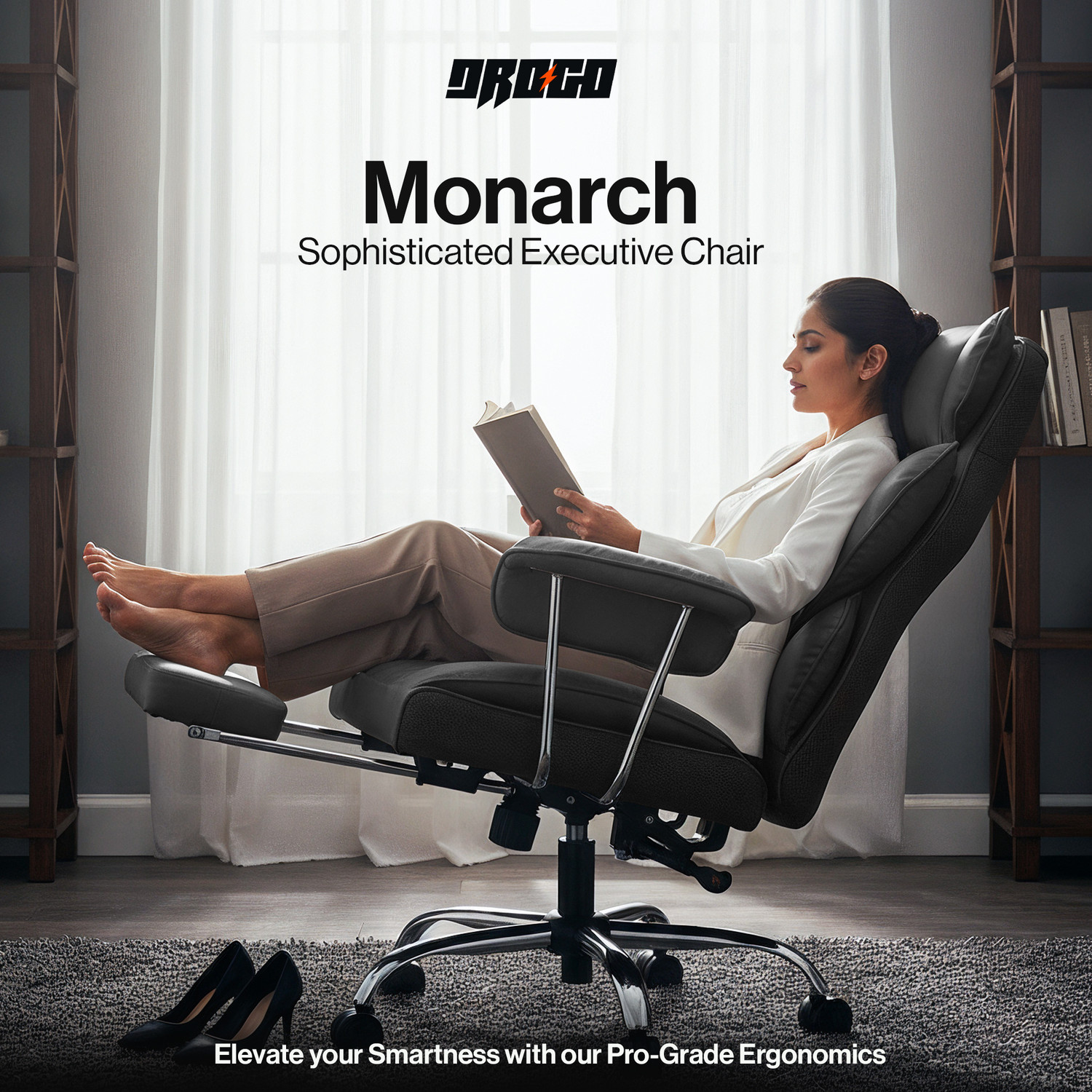 Image of Drogo Ergonomic High Back Computer Office Chair with 400LBS CushionSeat Armrest PU Leather Office Executive Chair