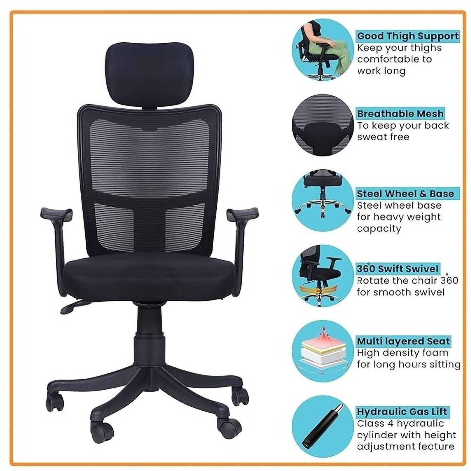 Image of NGFC - SITTING ENVIRONMENT SOLUTIONS Ergonomic Home Office Chair Fabric Office Executive Chair Fabric Office Executive Chair