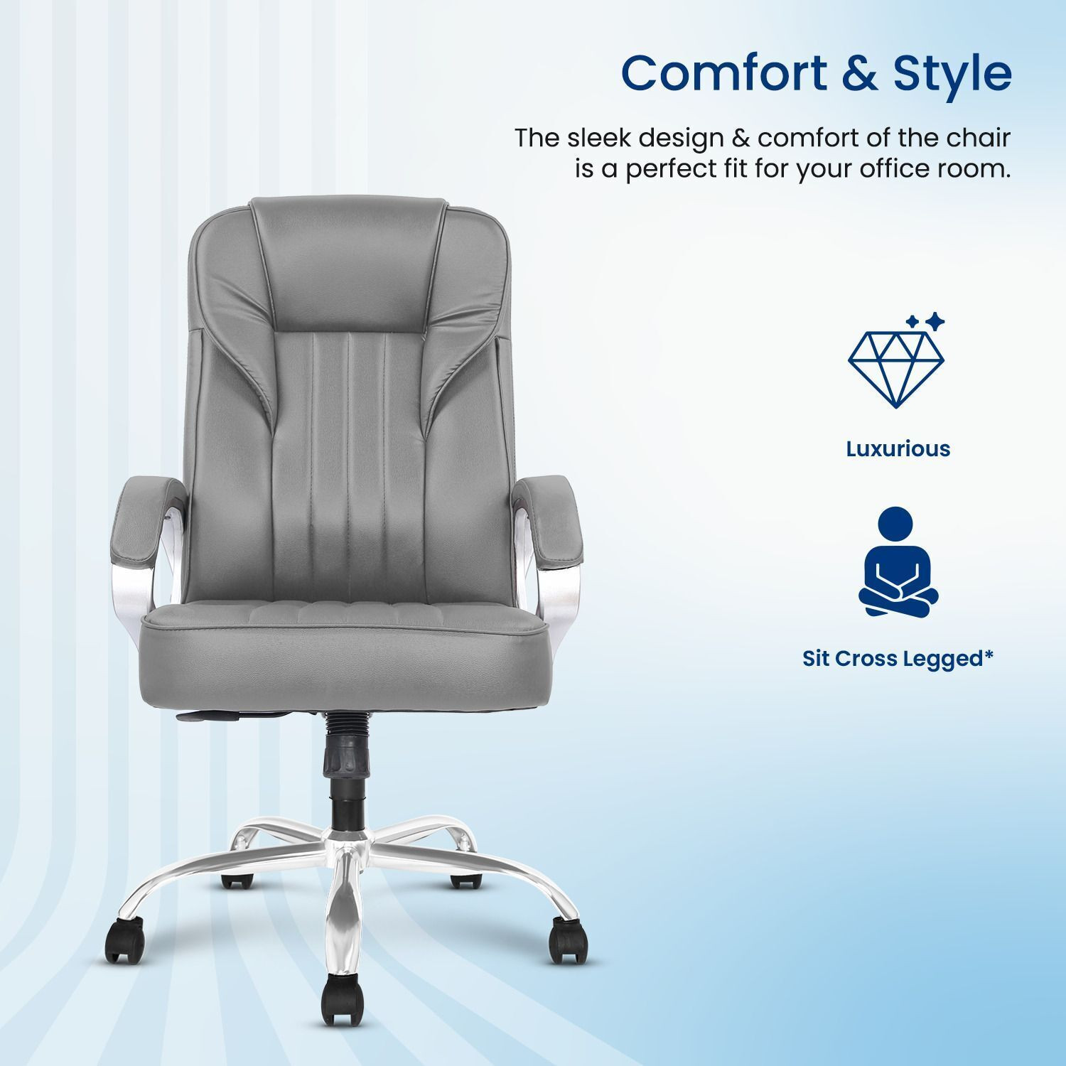 Image of Vergo Supreme High Back Ergonomic Boss Chair, Cushion Comfort, Revolving, Metal Base Leatherette Office Executive Chair