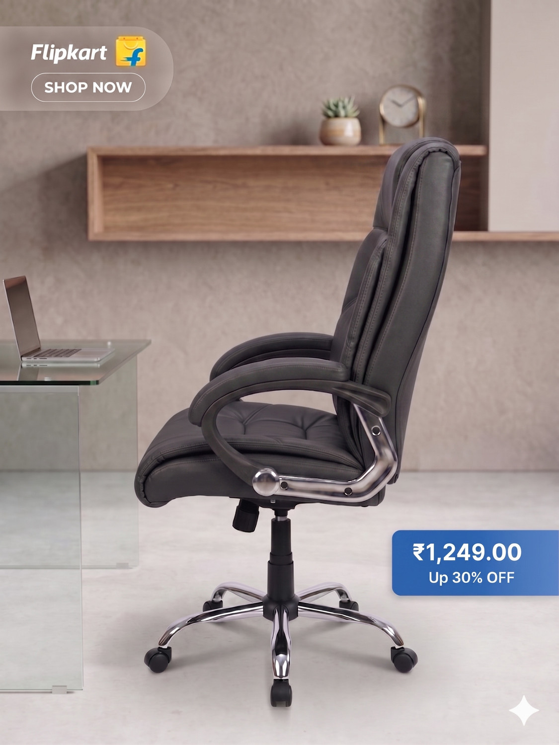 Image of COZY CUB HIGH Back with Steel Base and 1 Year manufacturer Warranty on the Product Leatherette Office Executive Chair