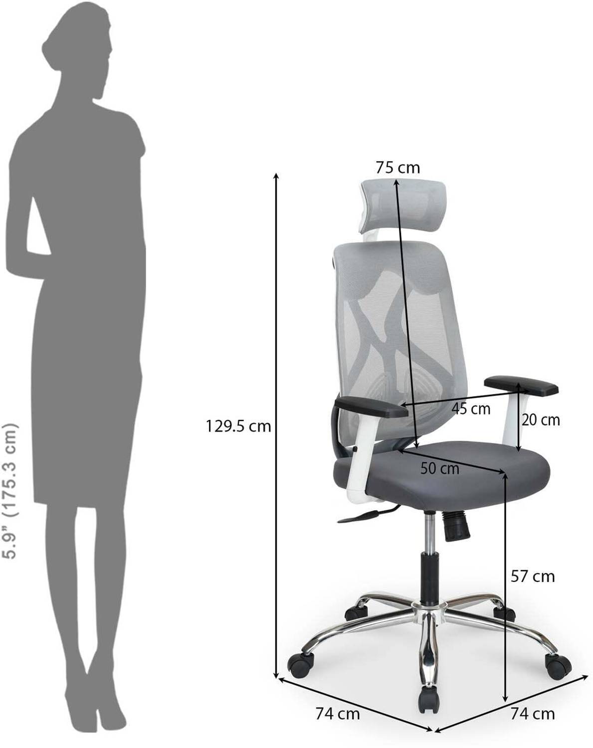Nilkamal Verona High Back Office Chair Silver - Image 3
