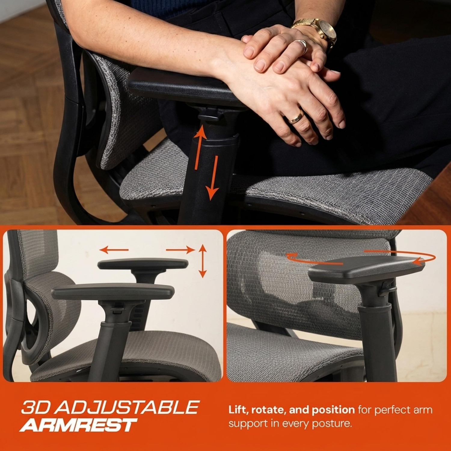 Image of Drogo Ergonomic Office Chair /Computer Chair 3D Armrest, 2D Headrest & Lumbar Support Mesh Office Executive Chair