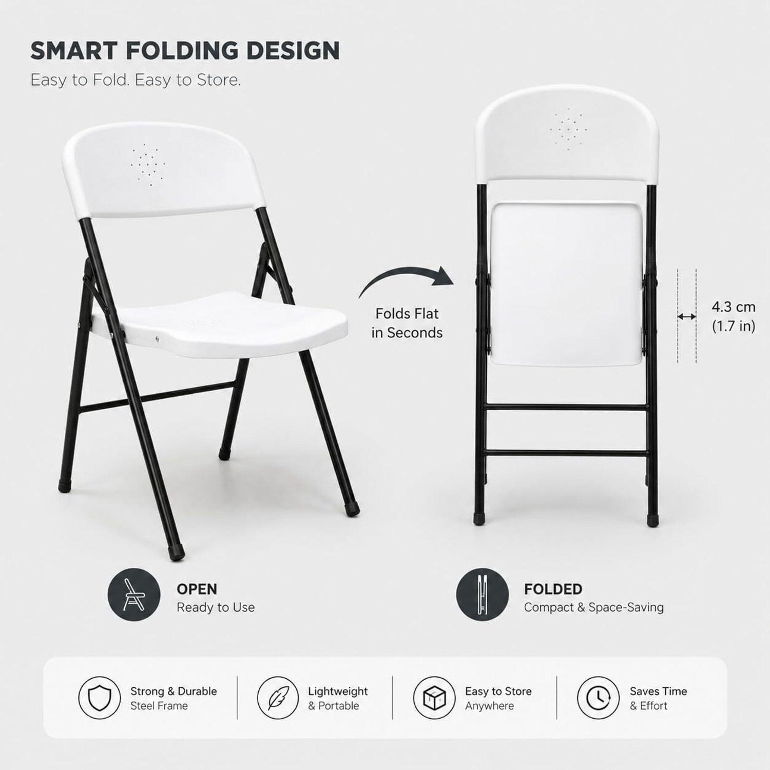 Image of Flipkart Perfect Homes Premium Heavy Duty Folding Chair Leatherette Study Folding Chair