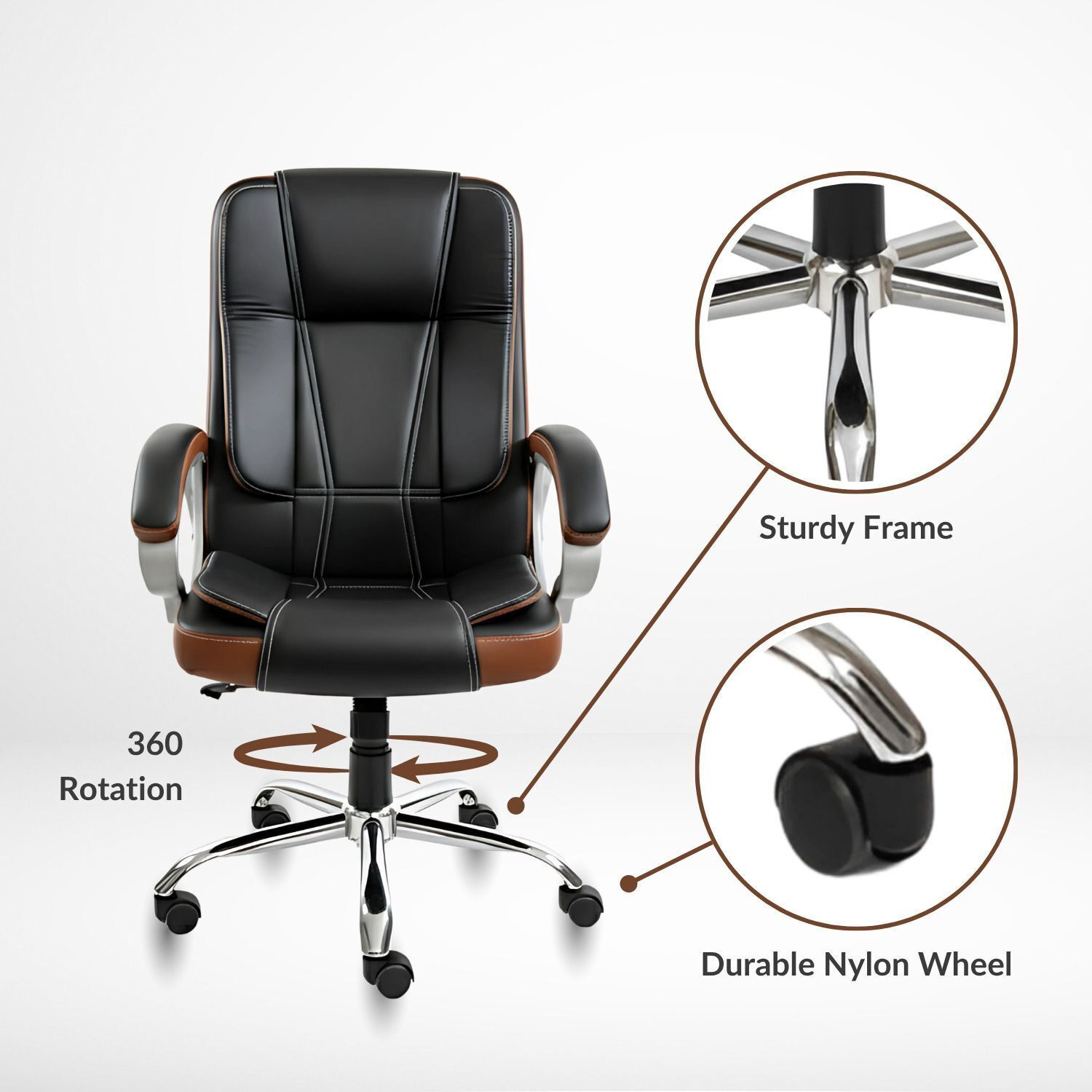Image of ACTIVA Venture Ergonomic Office Chair| Swivel Chair with Adjustable Height Leatherette Office Adjustable Arm Chair