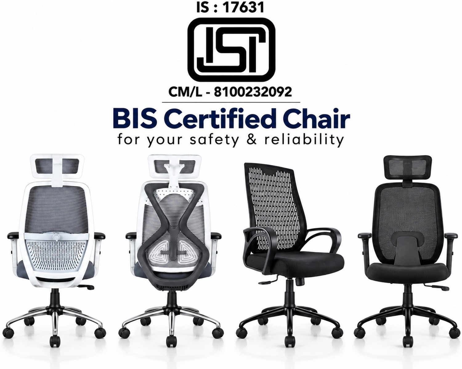 Image of ASTRIDE Mavic BIS Certified High Back Ergonomic Office Chair | 2D Soft Armrest Mesh Office Adjustable Arm Chair